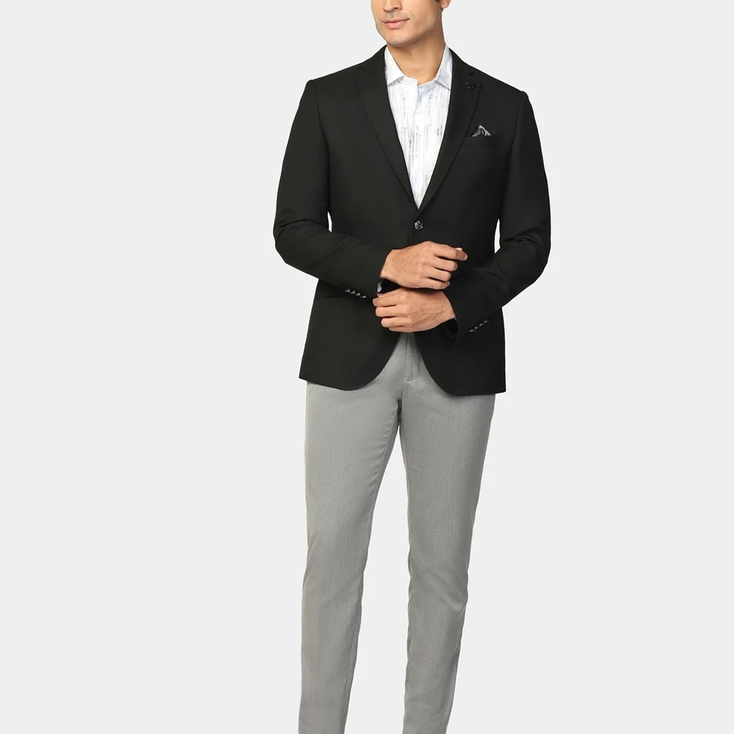 Image of Blackberrys Solid Single Breasted Formal Men Blazer
