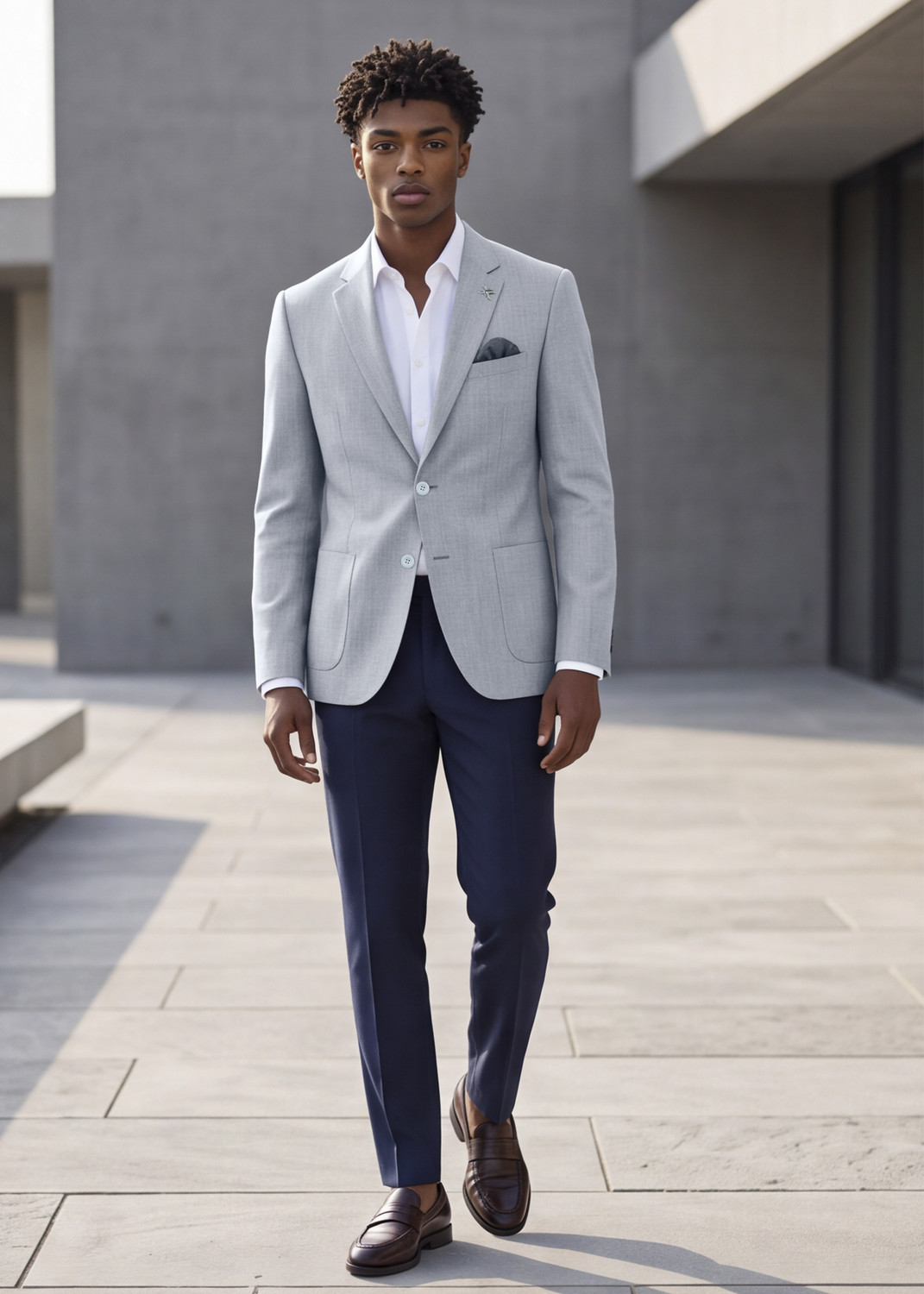 Image of KILLER Men Solid Single Breasted Casual Blazer (Grey)