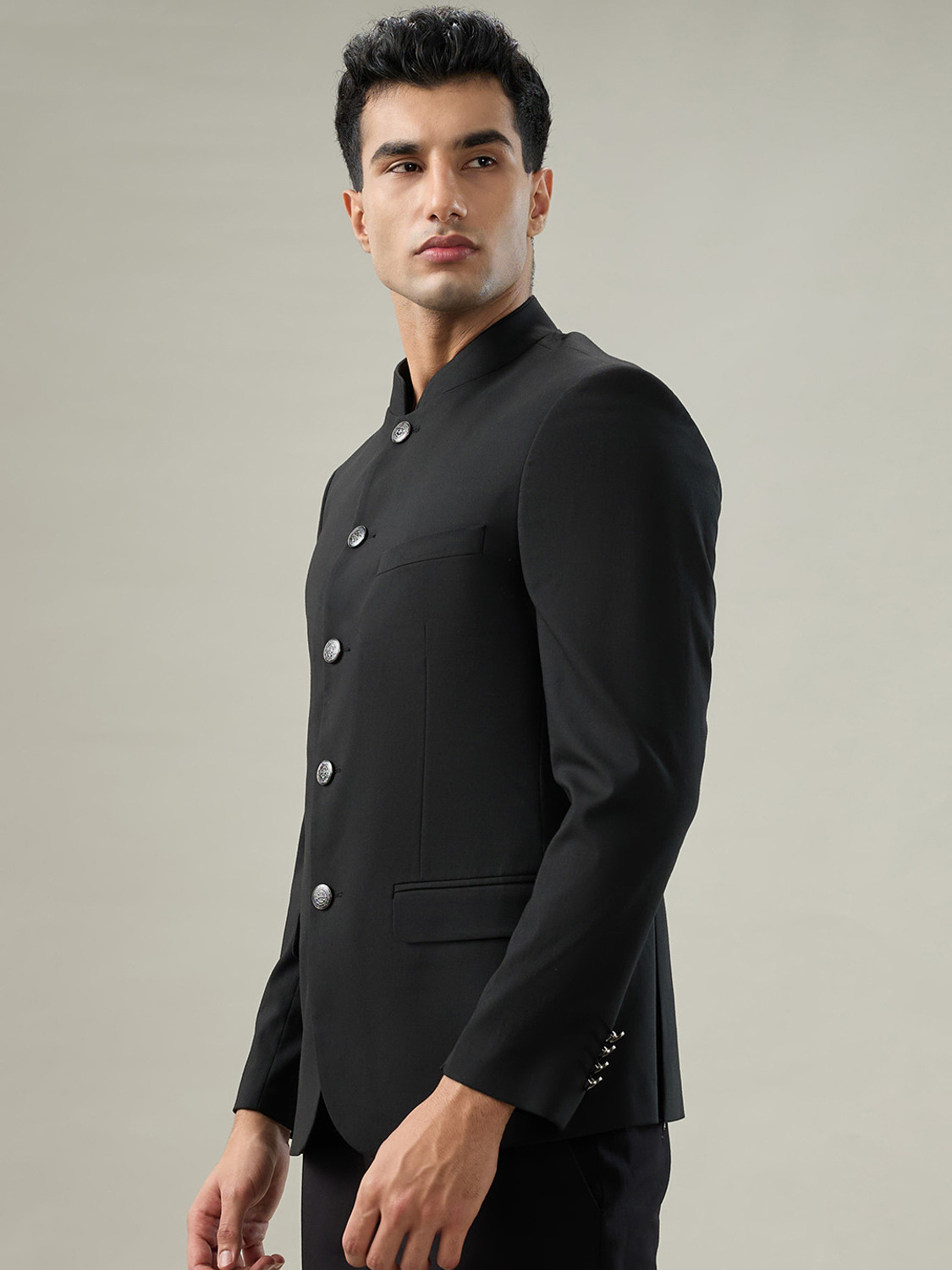 Image of Raymond Solid Bandhgala Formal Men Blazer
