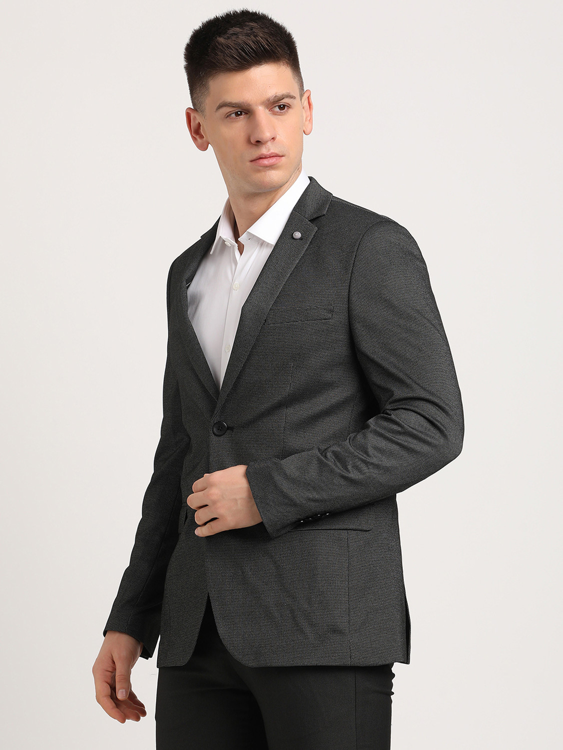 Image of TURTLE Self Design Single Breasted Casual Men Blazer