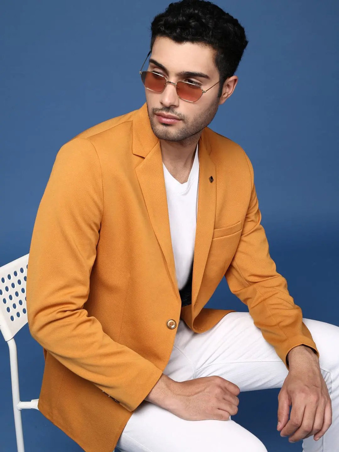 Image of SHOWOFFFF Solid Single Breasted Formal Men Blazer
