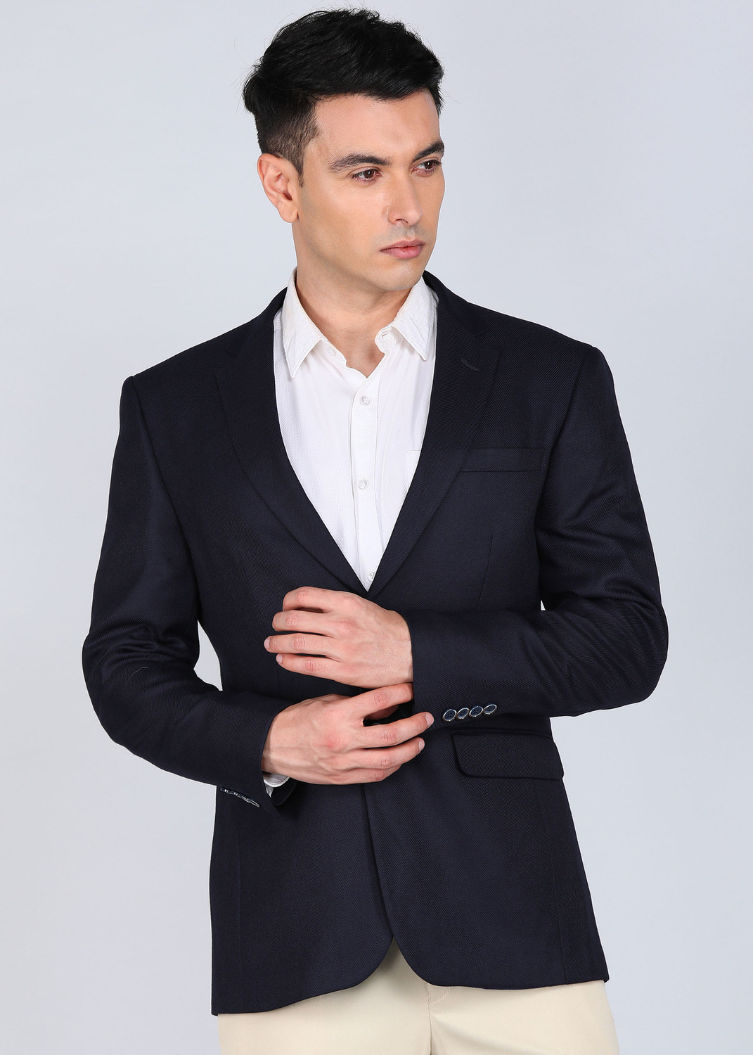 Image of PETER ENGLAND Self Design Tuxedo Style Formal Men Blazer