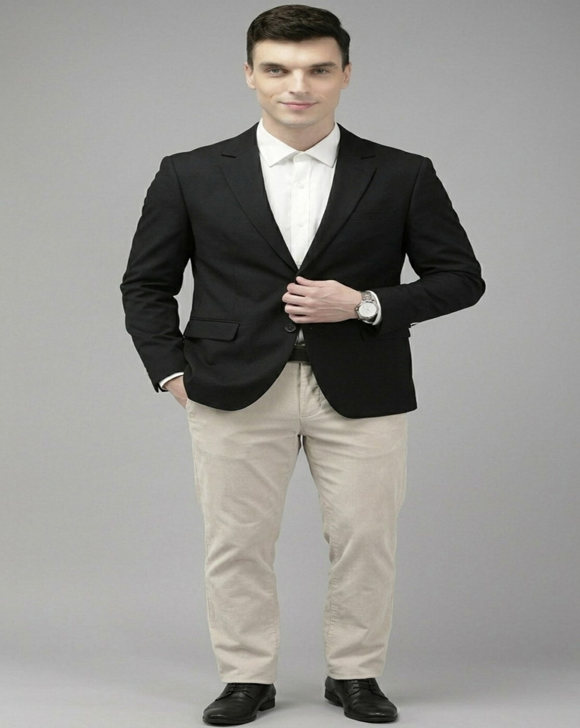 Image of MOONXS Solid Single Breasted Formal Men Blazer