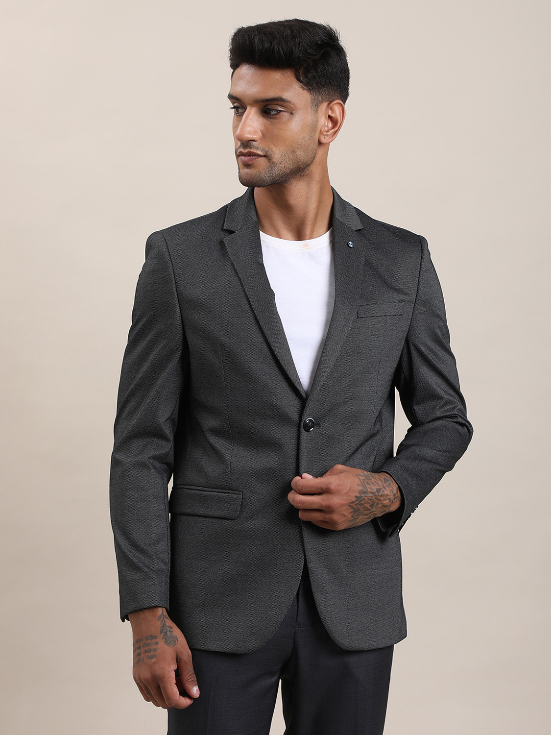 Image of TURTLE Solid Single Breasted Casual Men Blazer