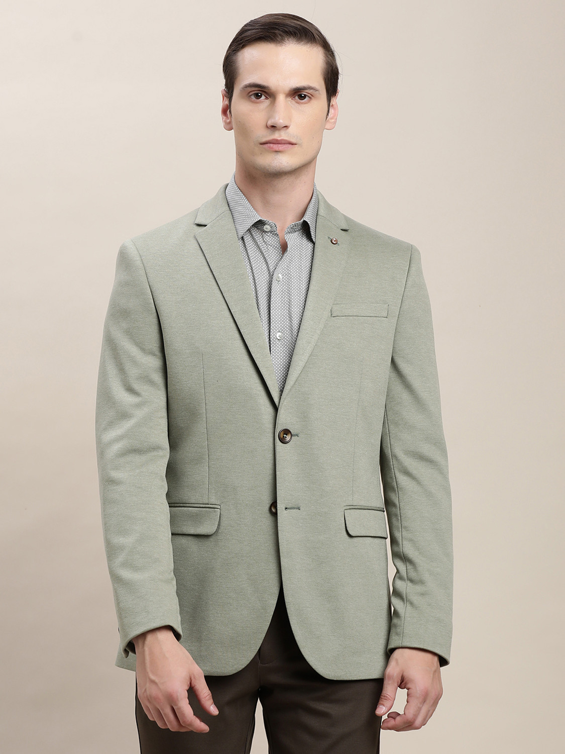 Image of TURTLE Solid Single Breasted Casual Men Blazer