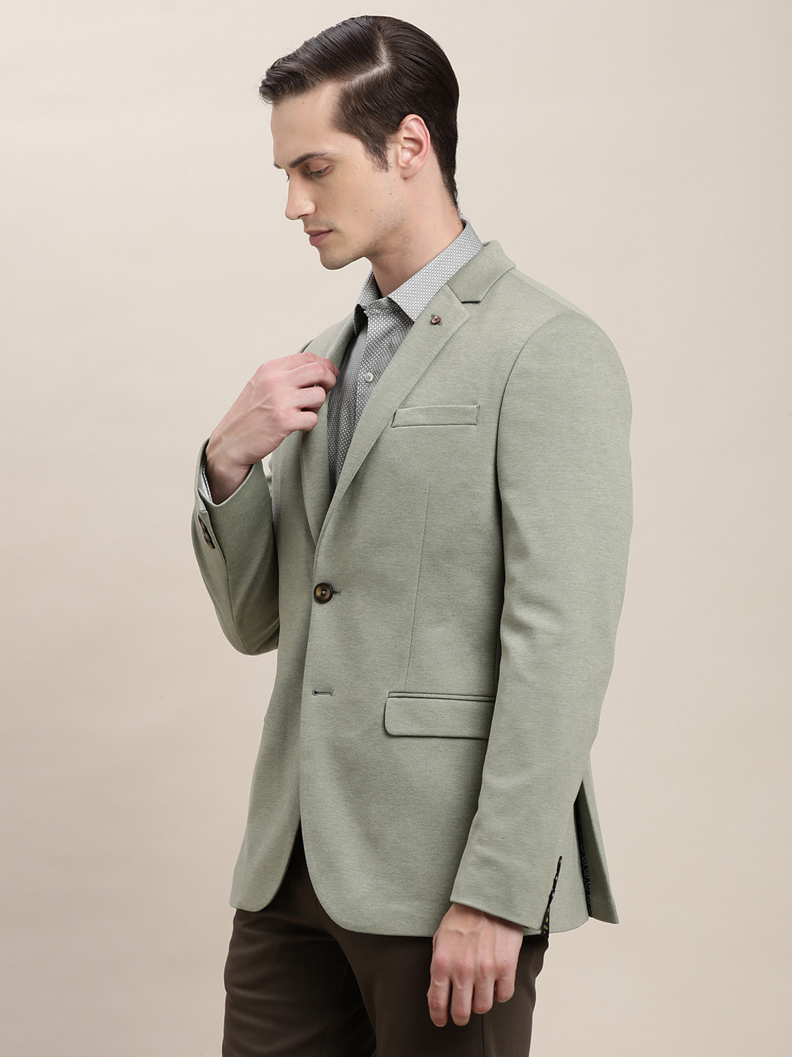 Image of TURTLE Solid Single Breasted Casual Men Blazer