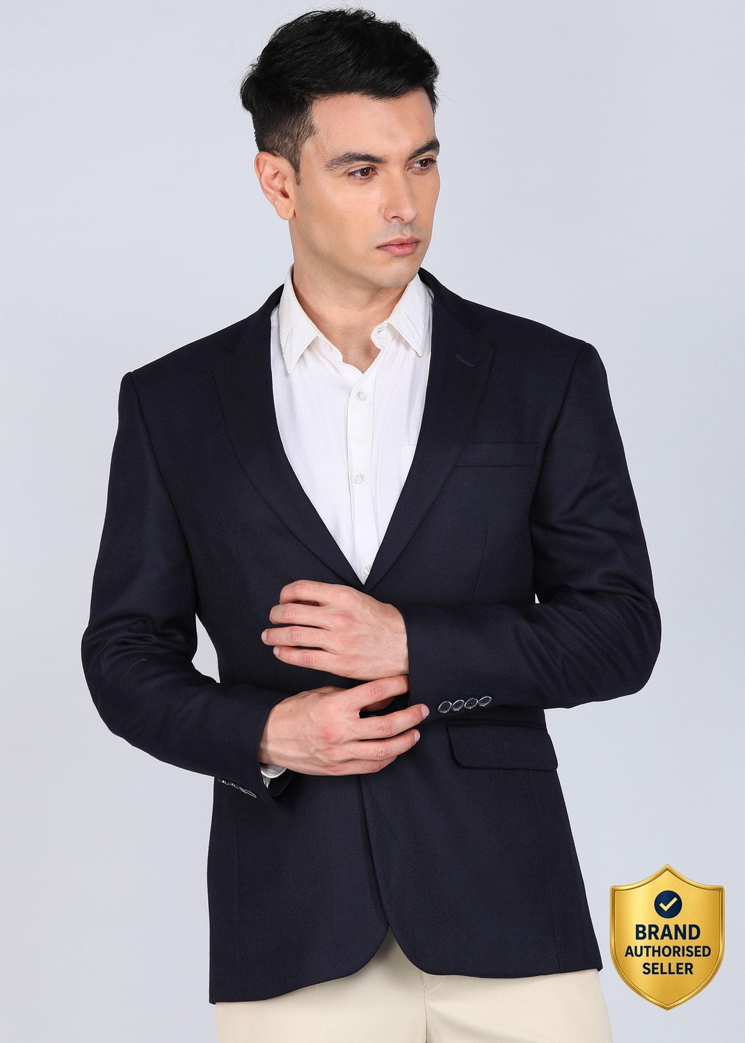 Image of PETER ENGLAND Self Design Tuxedo Style Formal Men Blazer