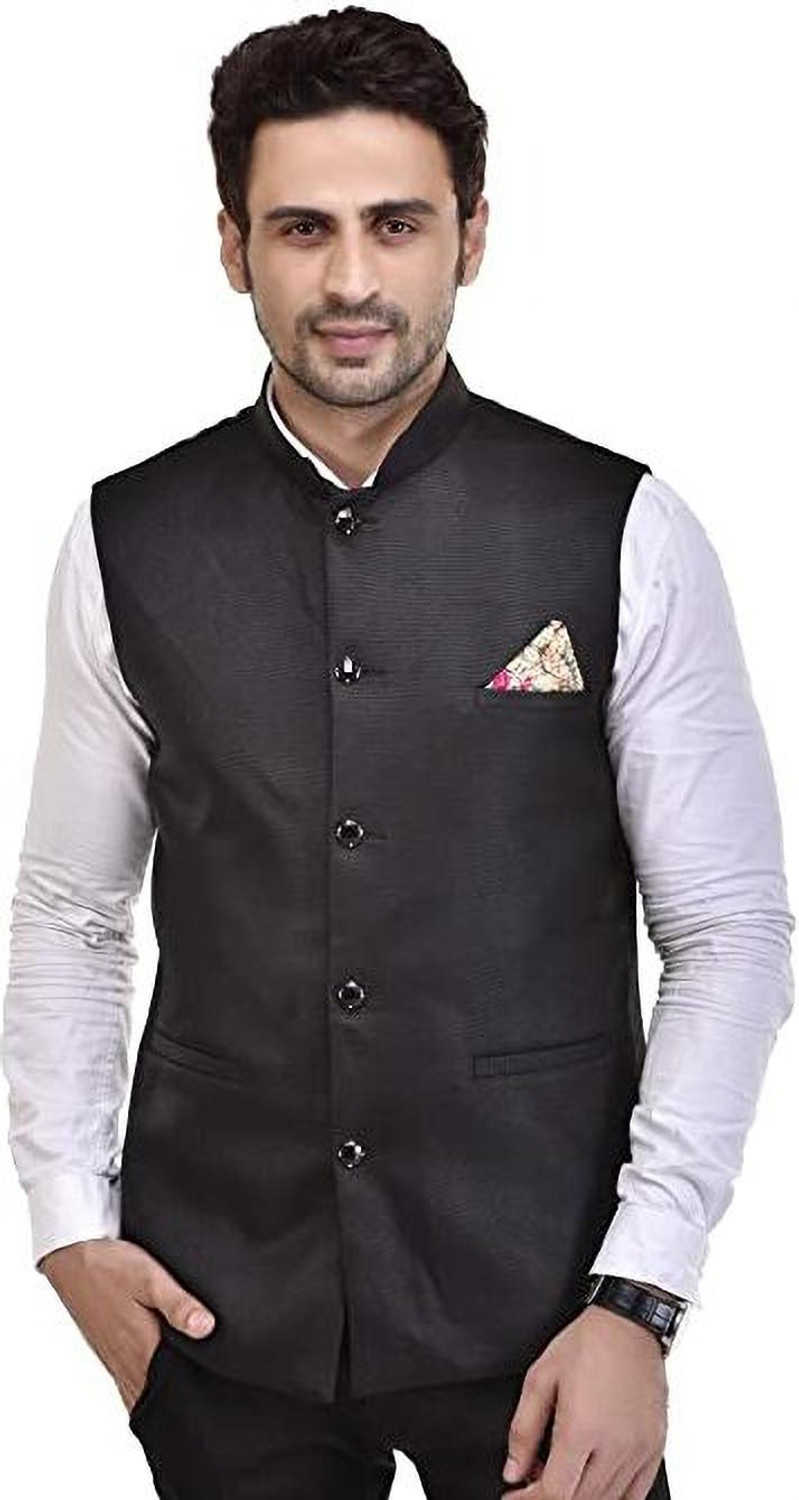 Image of ATLY Self Design Mandarin Festive & Wedding Men Blazer