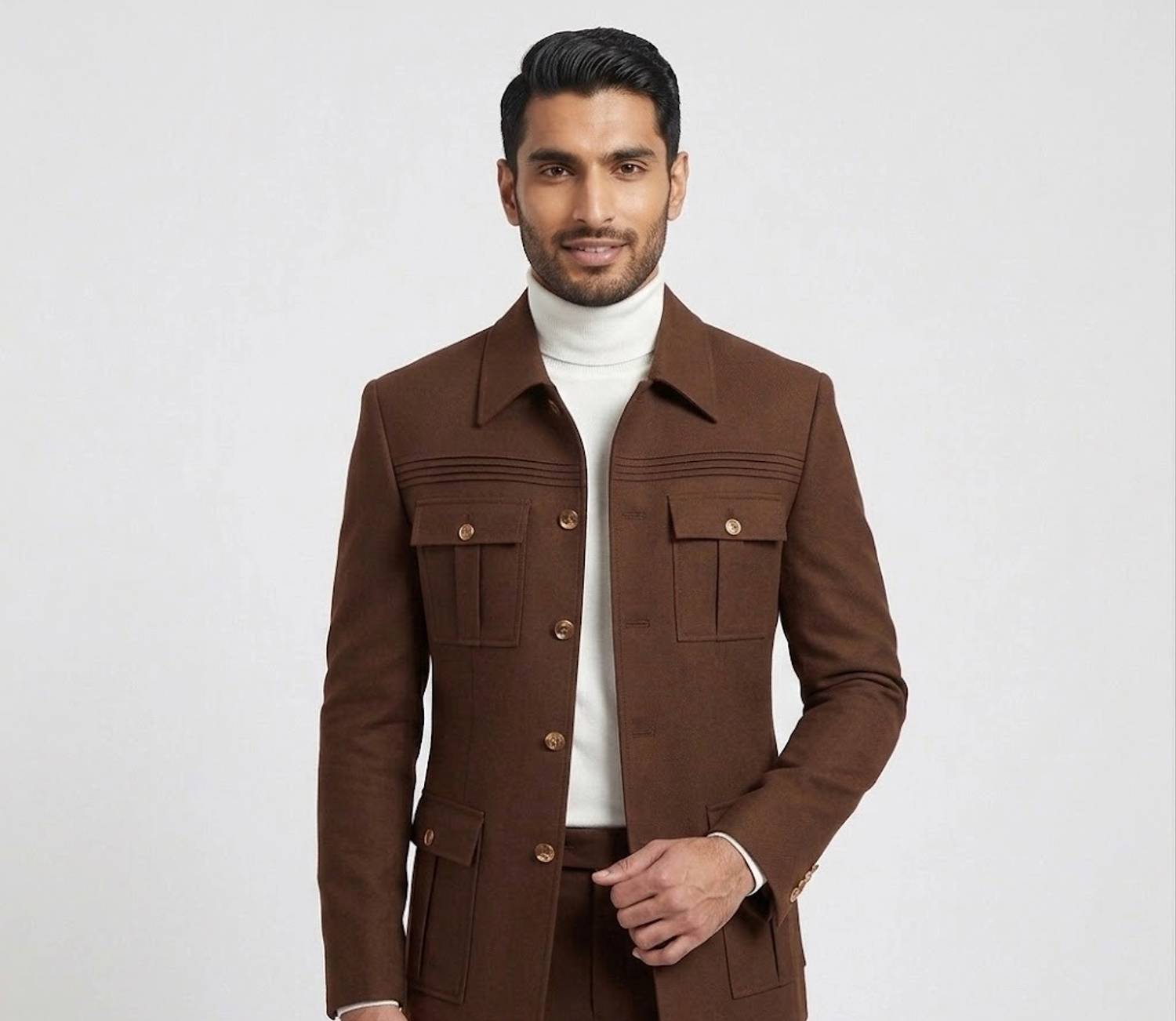 BEARFIT Brown Tuxedo Style Blazer - Image 4