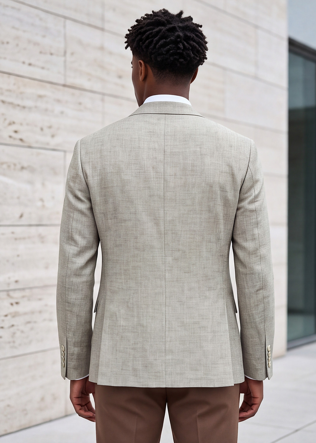 Image of KILLER Men Solid Double Breasted Casual Blazer (Brown)