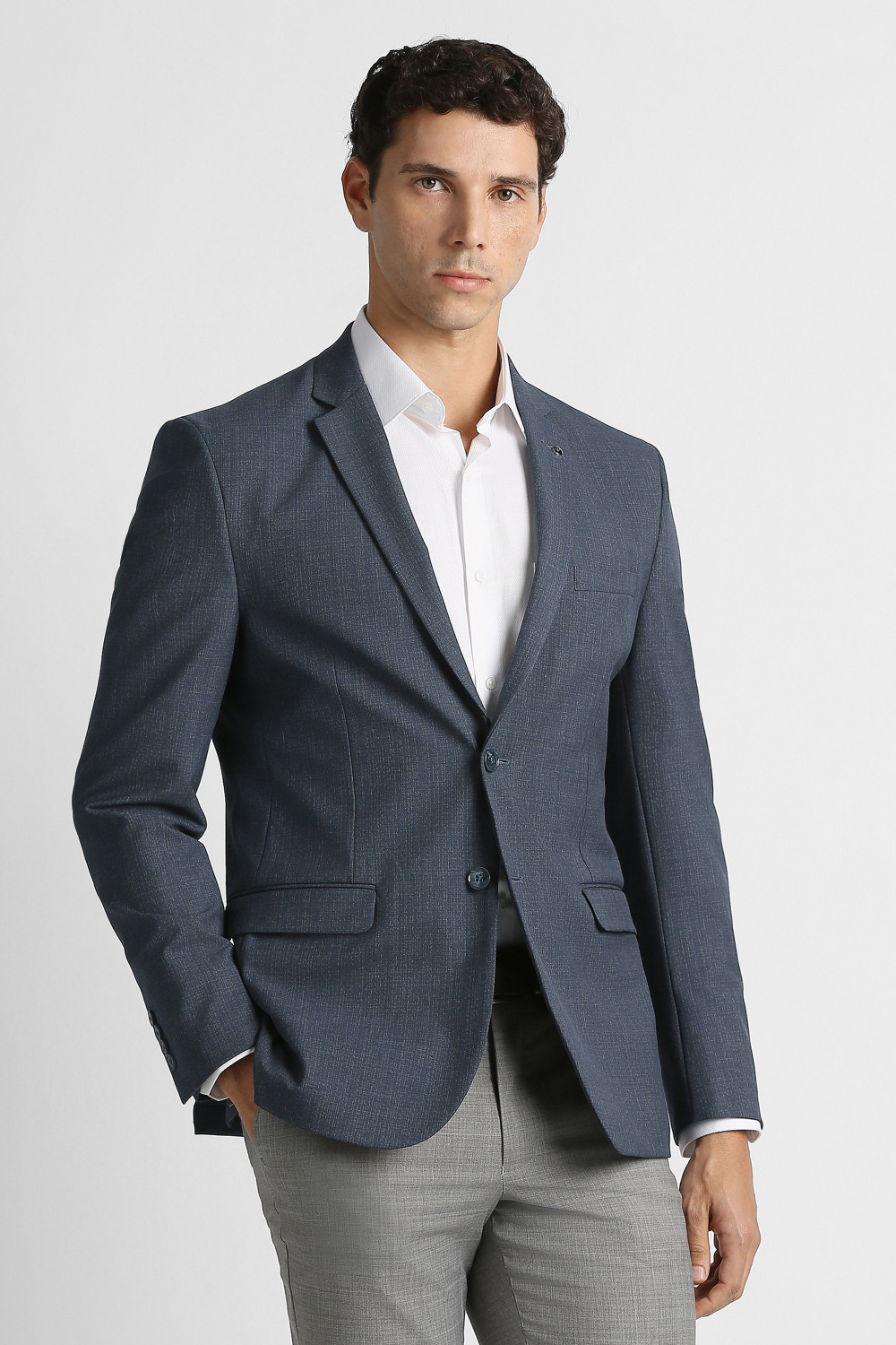 Image of VAN HEUSEN Self Design Single Breasted Formal Men Blazer