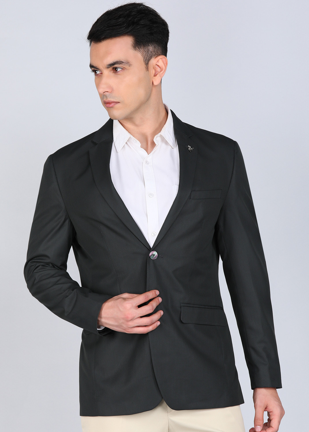 Image of PETER ENGLAND Self Design Tuxedo Style Formal Men Blazer