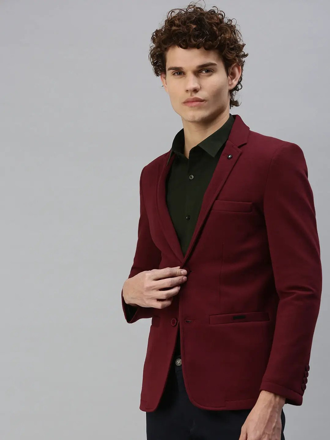 Image of SHOWOFFFF Solid Single Breasted Party Men Blazer