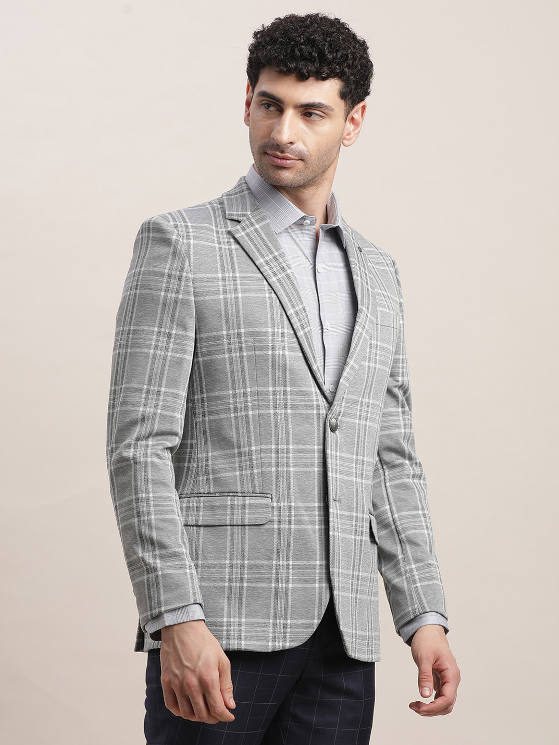 Image of TURTLE Checkered Single Breasted Casual Men Blazer