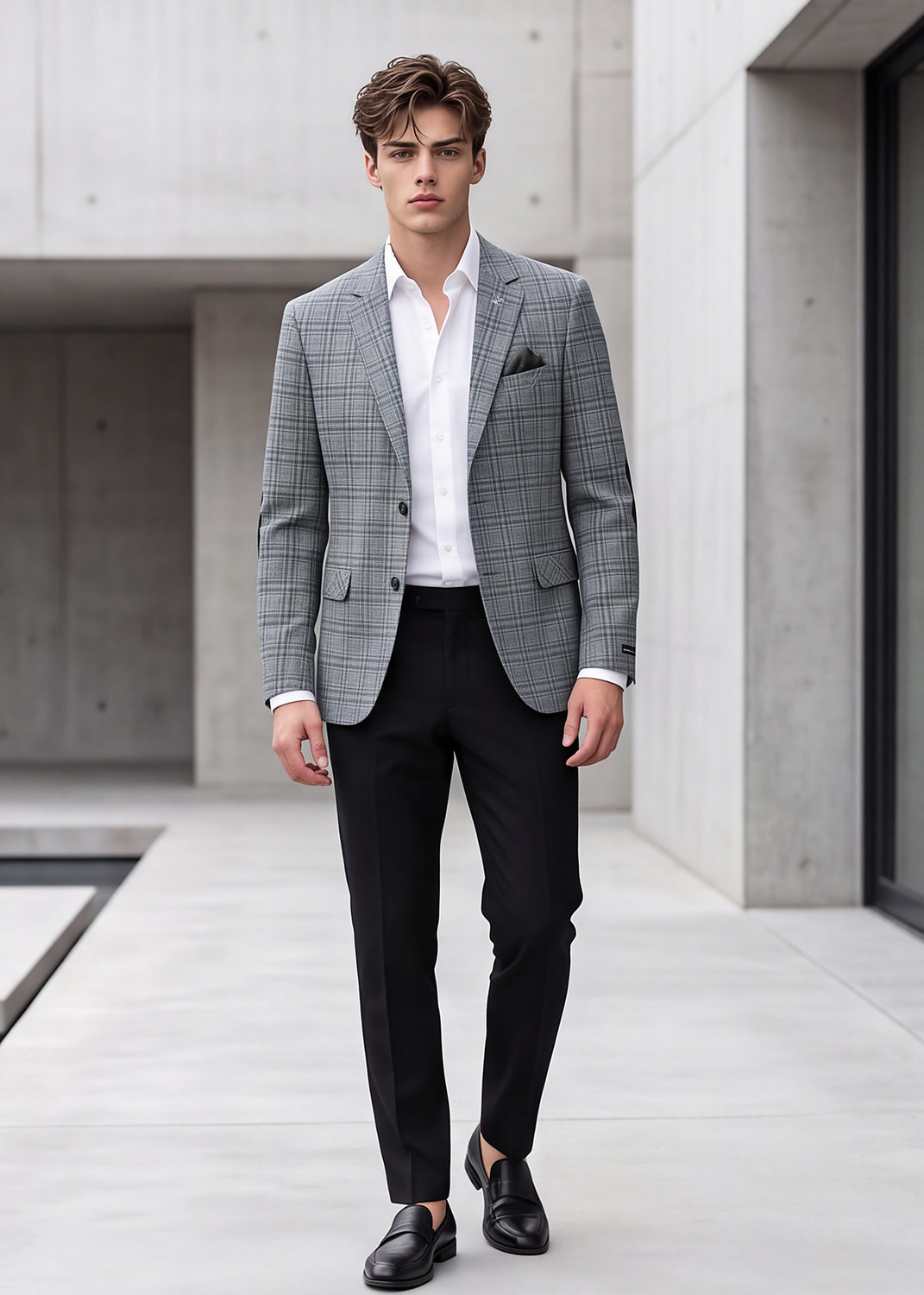 Image of KILLER Men Checkered Single Breasted Casual Blazer (Grey)