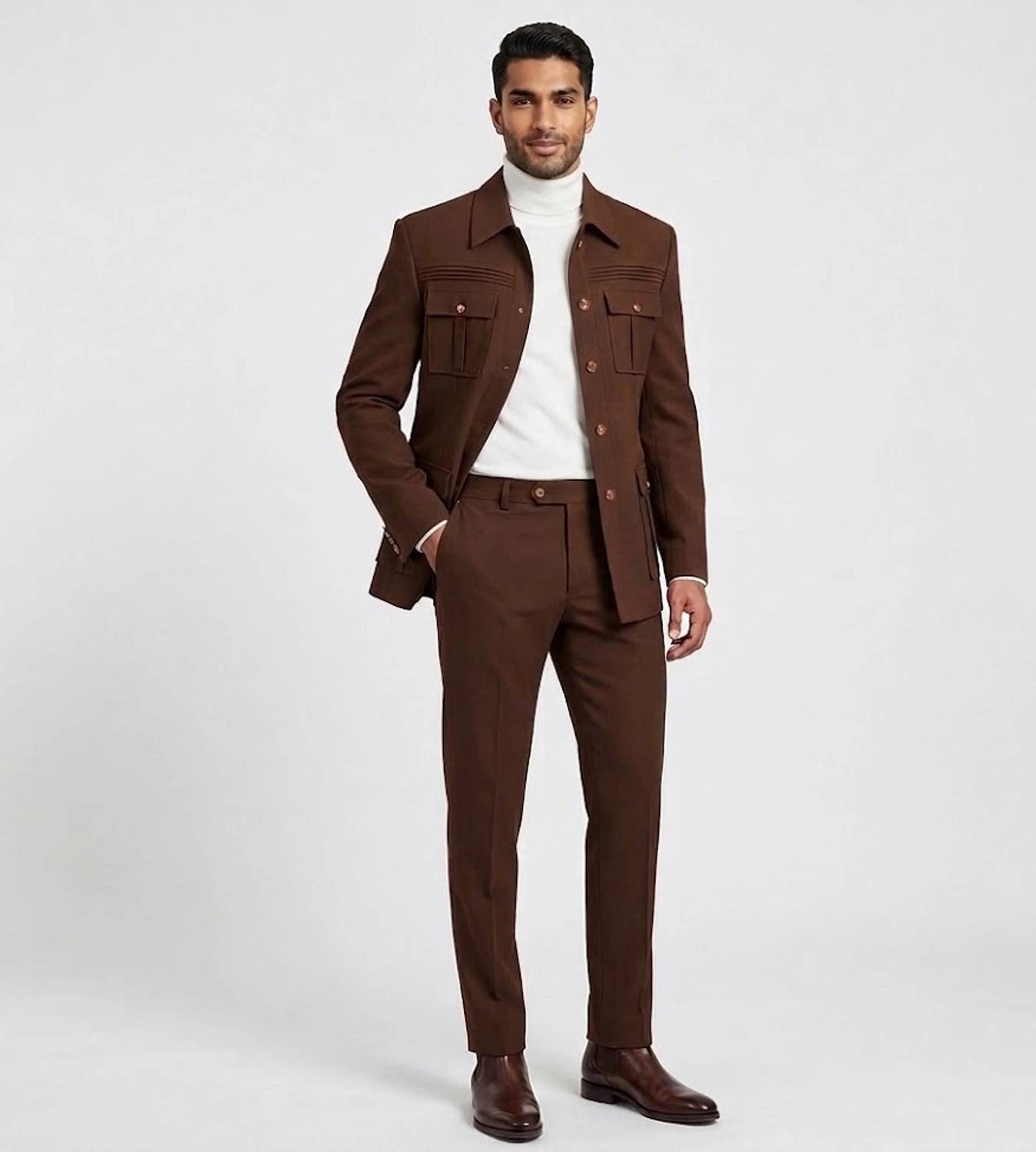 BEARFIT Brown Tuxedo Style Blazer - Image 1