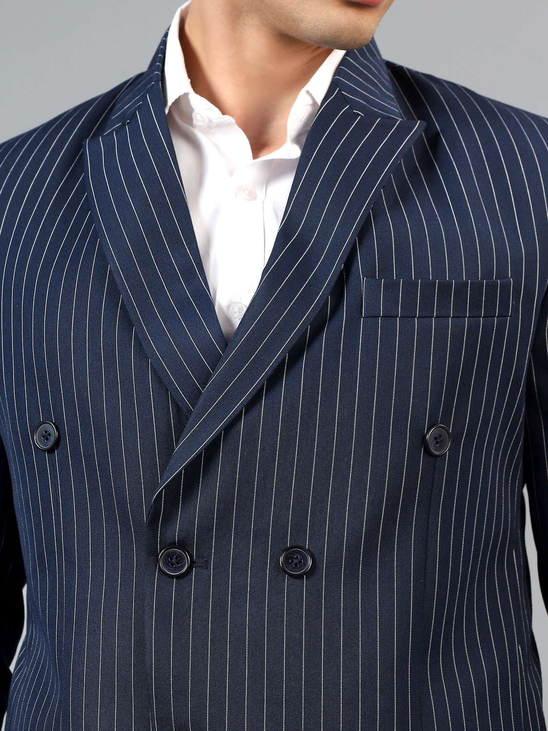 Image of Rajniti Striped Double Breasted Casual, Festive, Festive & Wedding, Formal, Lounge Wear, Party, Wedding Men Blazer