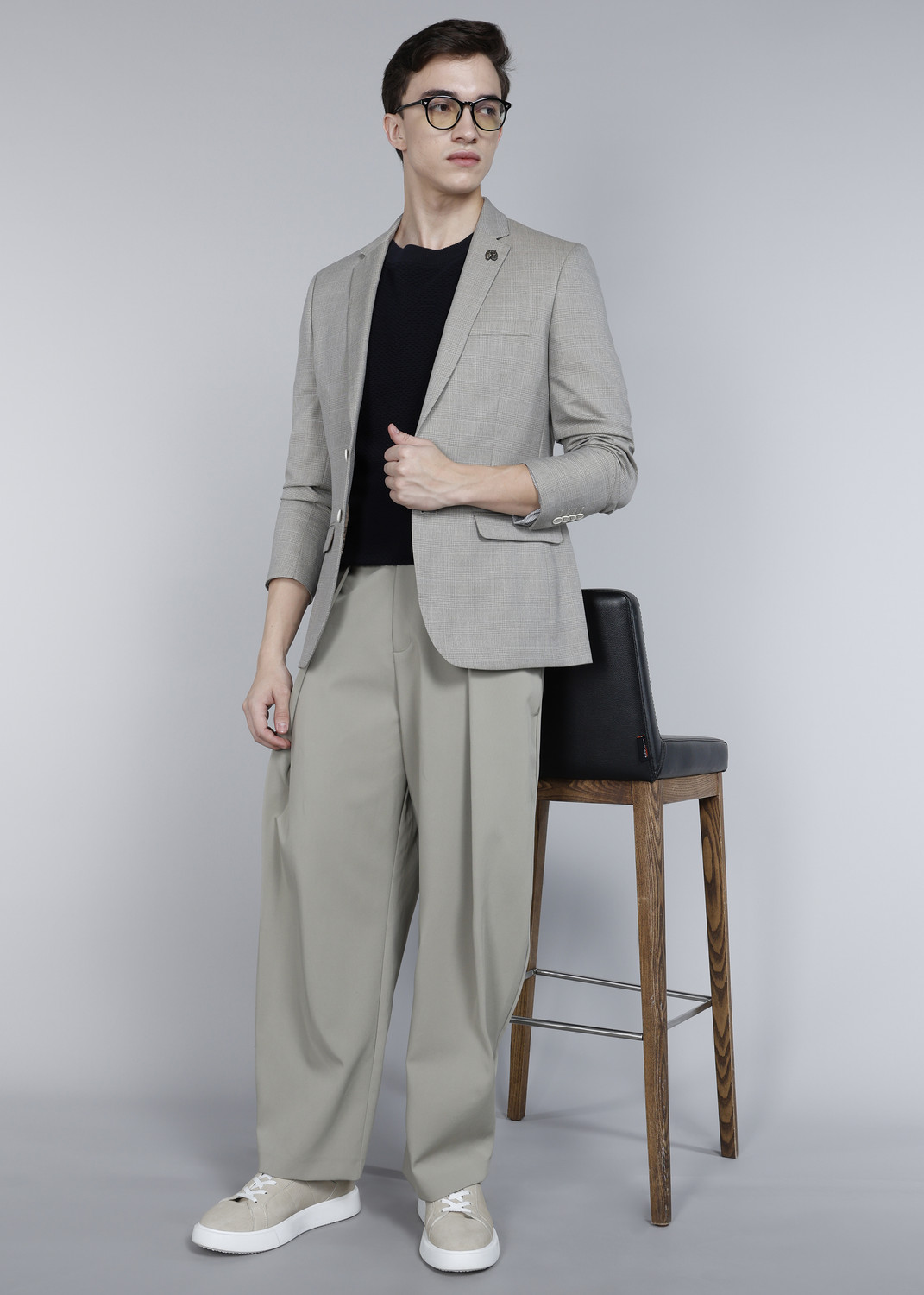 Image of Raymond Checkered Bandhgala Formal Men Blazer