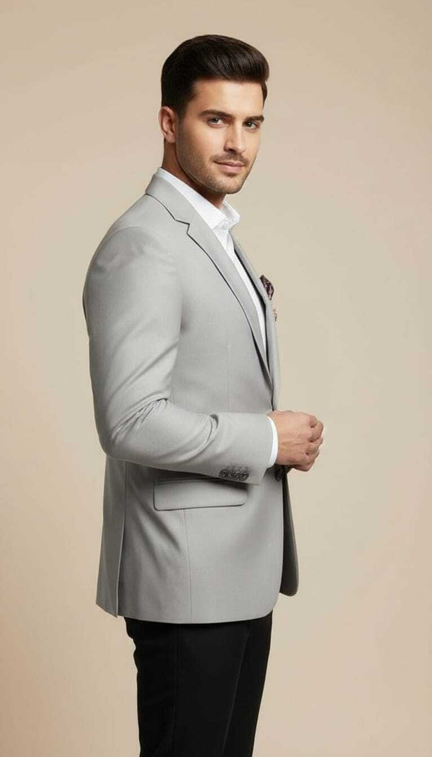 Image of ASTHETIC Solid Single Breasted Party, Festive, Formal, Wedding, Casual Men Blazer