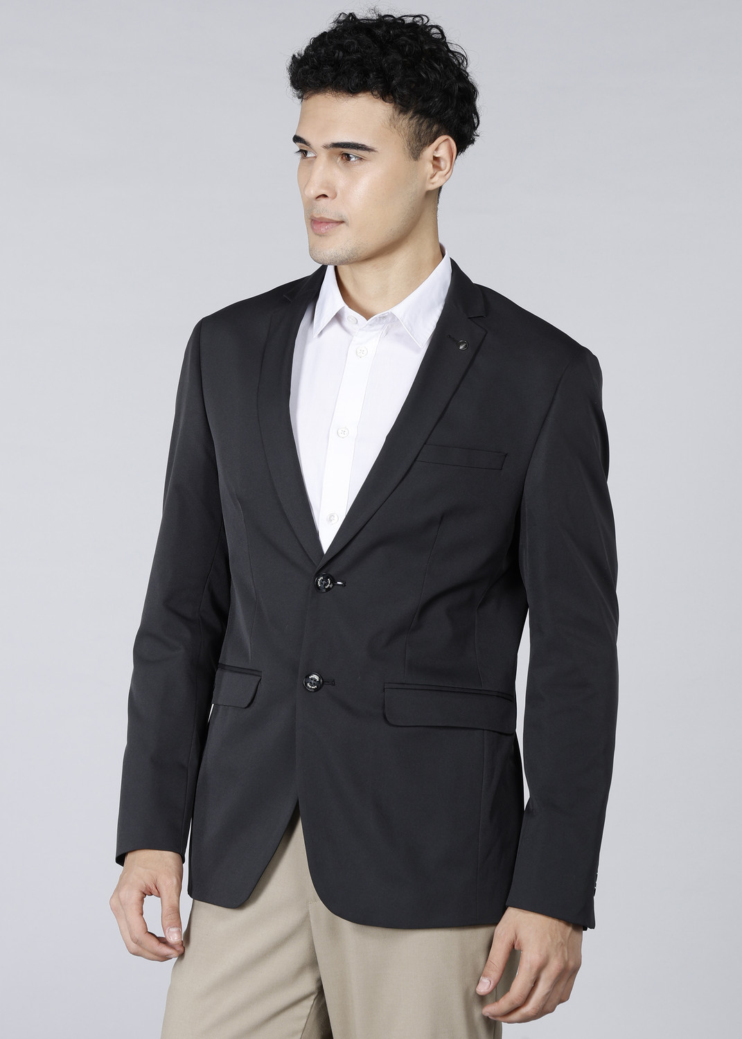 Image of Allen Solly Solid Single Breasted Formal Men Blazer