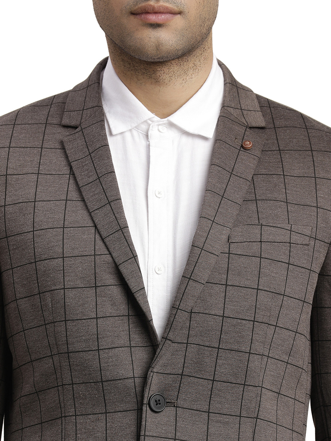 Image of TURTLE Men Checkered Single Breasted Casual Blazer (Maroon)