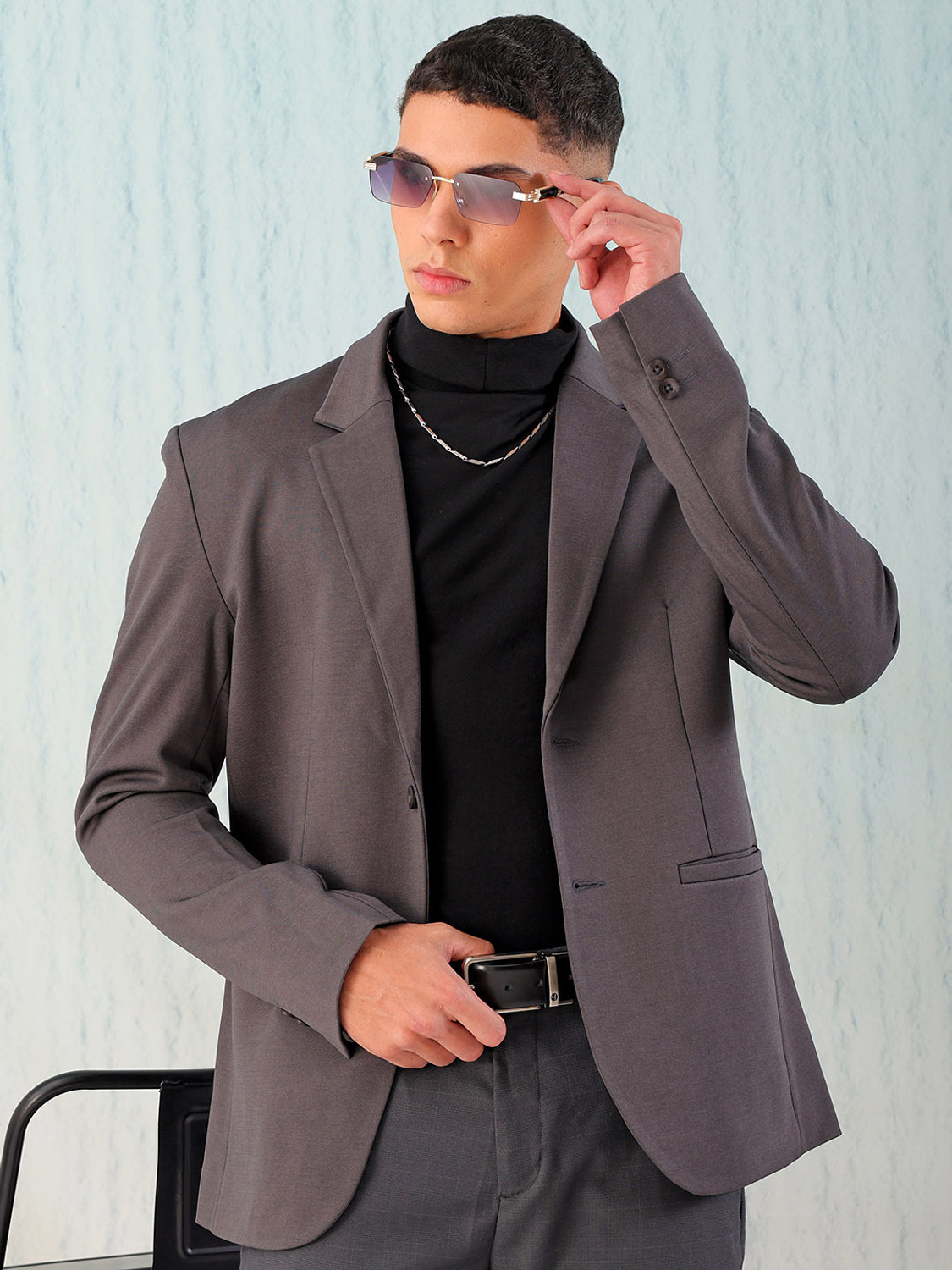 Image of The Indian Garage Co. Solid Single Breasted Casual Men Blazer