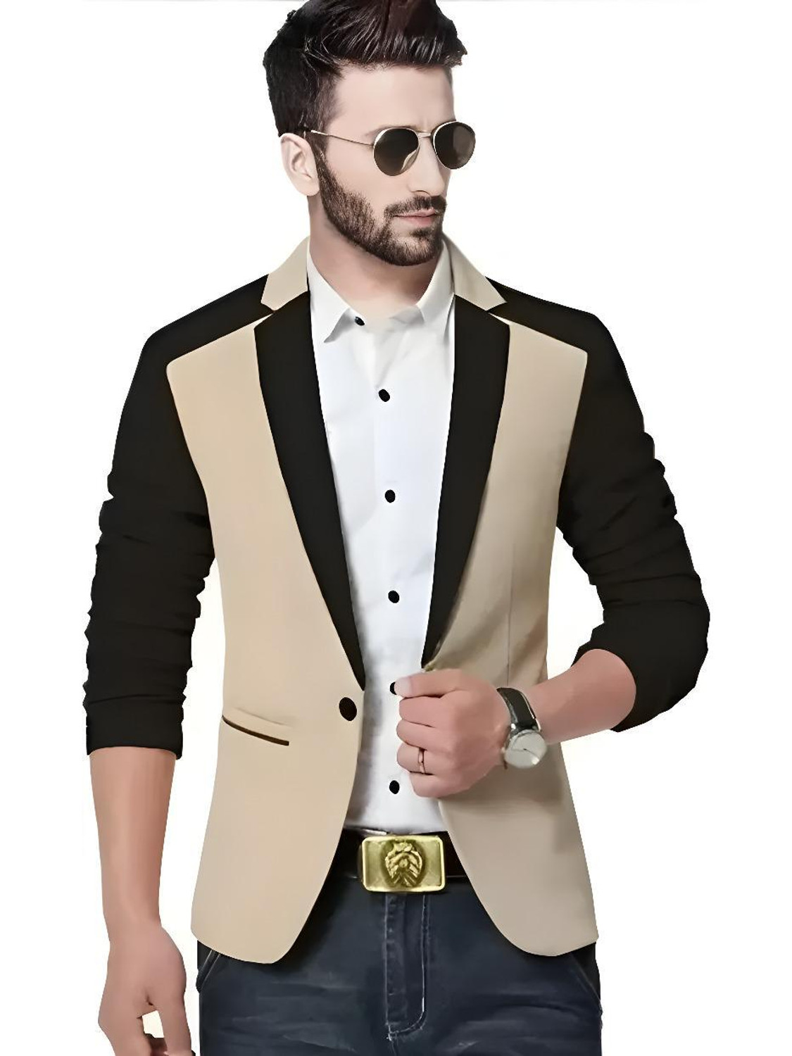Image of Darbar In Men Solid Single Breasted Casual, Formal, Festive & Wedding, Party Blazer (Multicolor)
