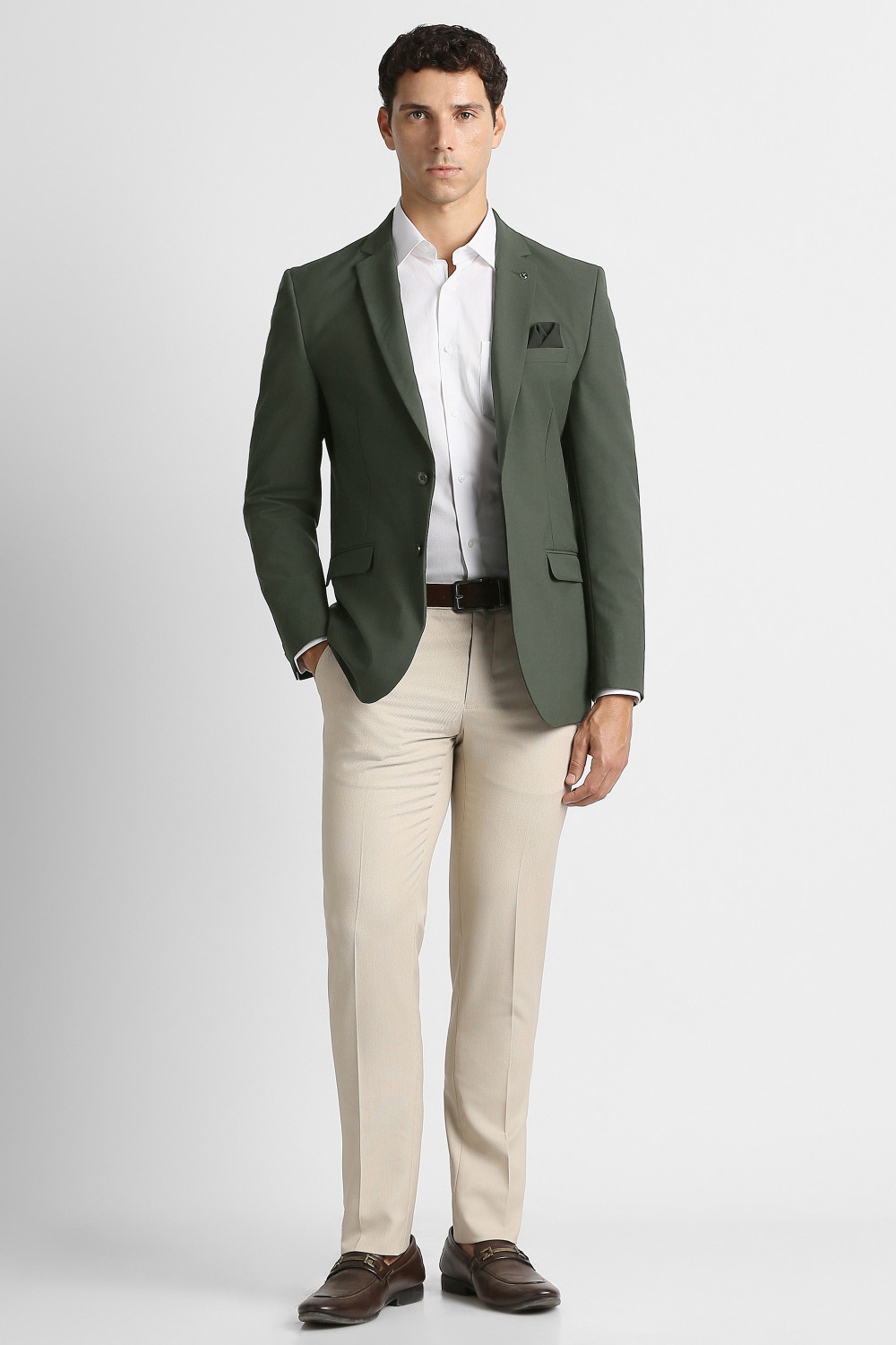 Image of VAN HEUSEN Solid Single Breasted Formal Men Blazer