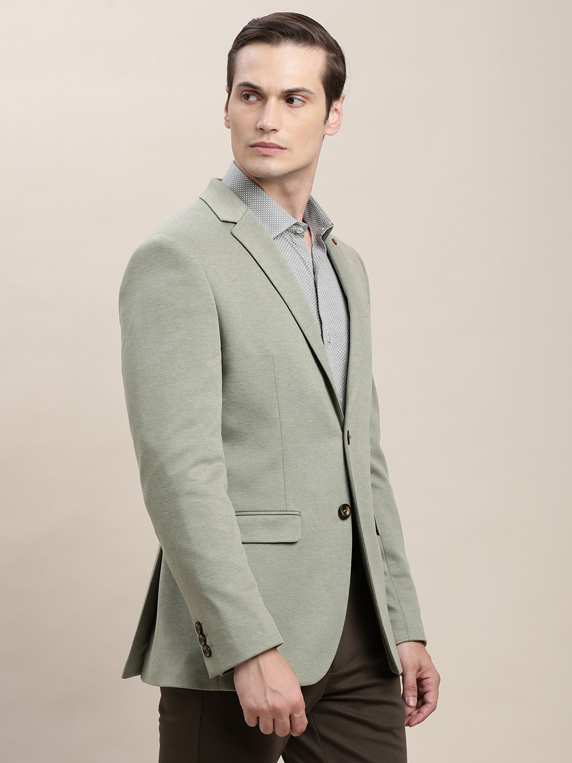 Image of TURTLE Solid Single Breasted Casual Men Blazer