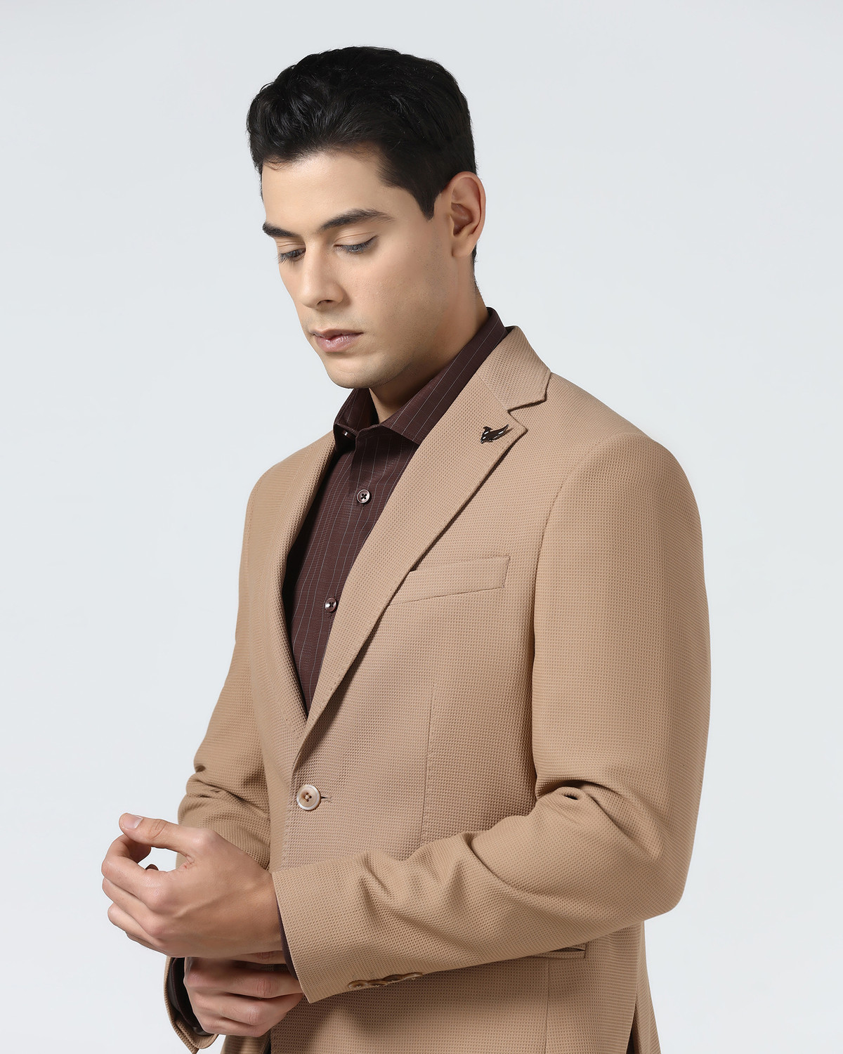 Image of Blackberrys Solid Single Breasted Formal Men Blazer
