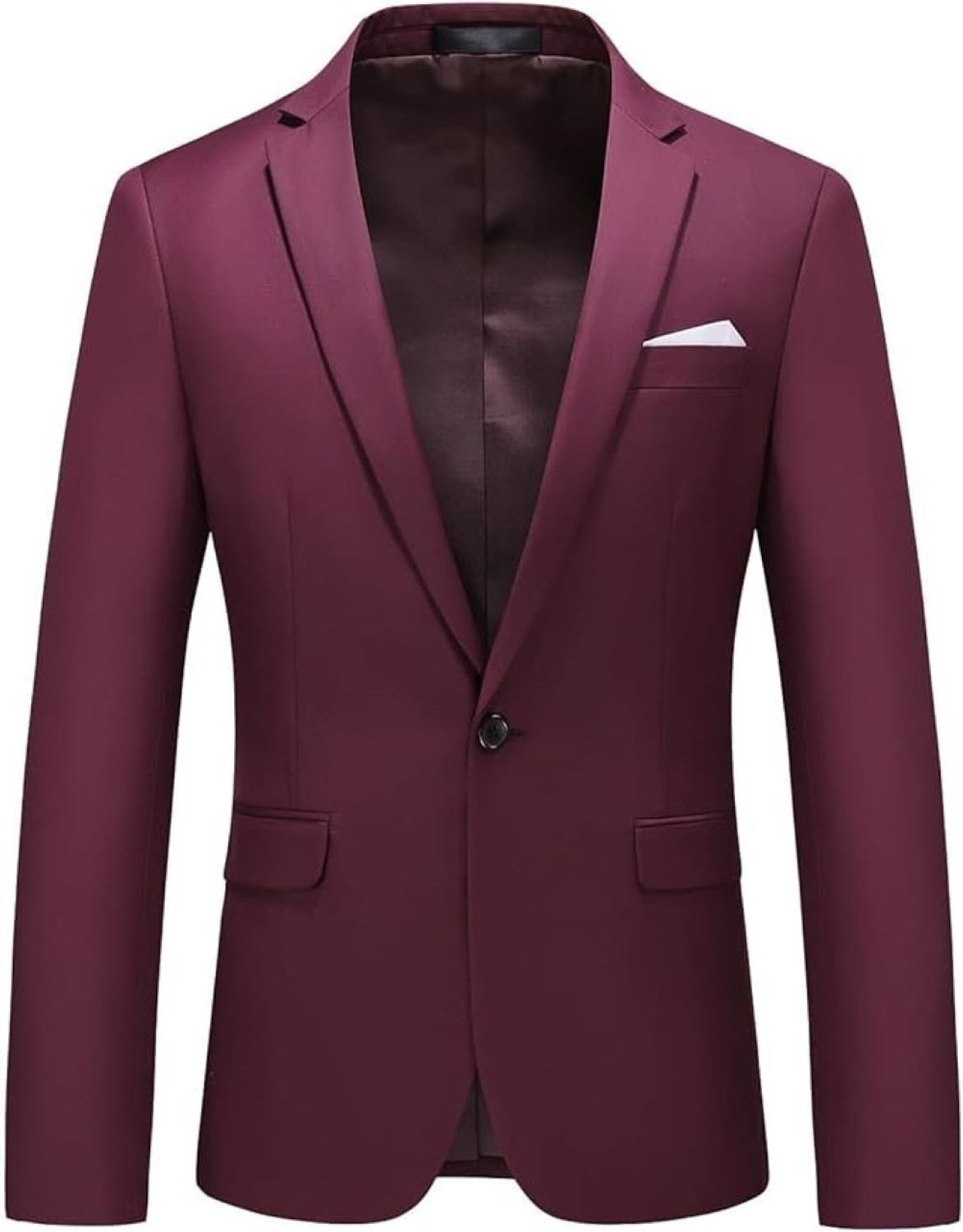 Image of FIVEFEB Solid Single Breasted Formal Men Blazer