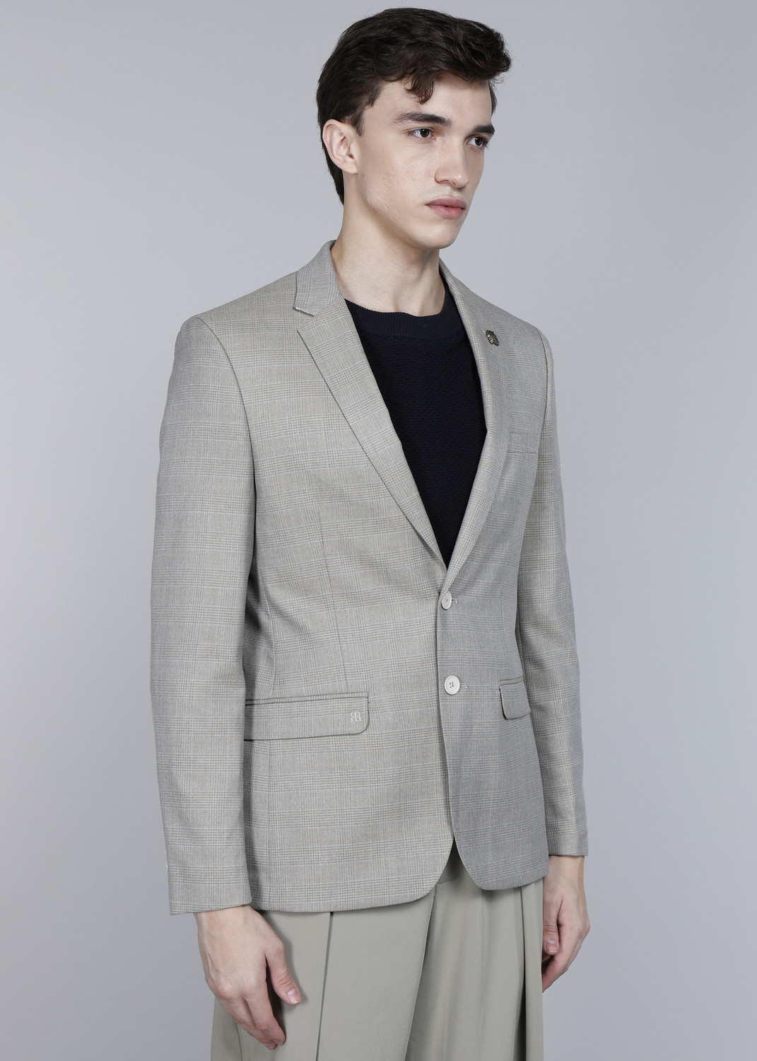 Image of Raymond Checkered Bandhgala Formal Men Blazer