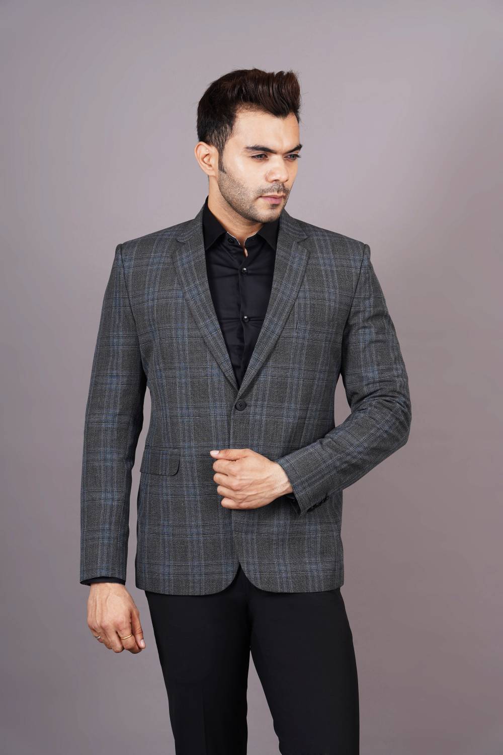 bloomingfashion Checkered Single Breasted Casual Men Blazer