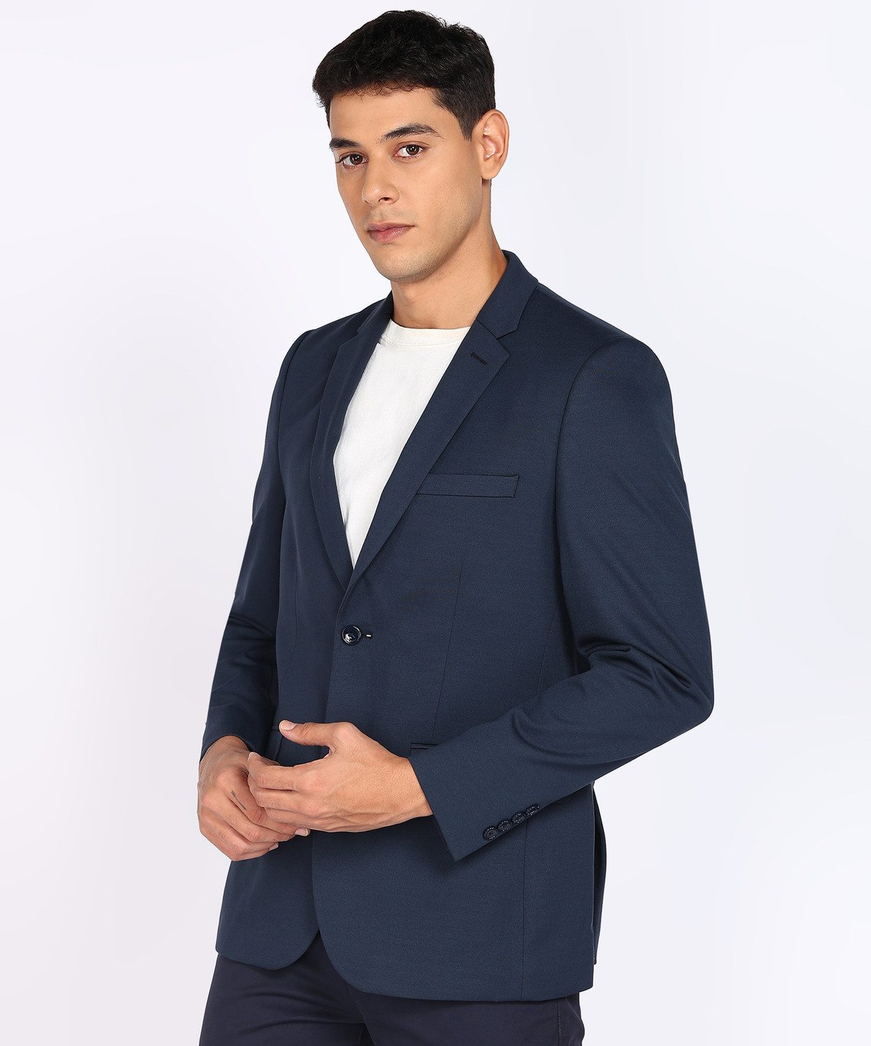 Image of PETER ENGLAND Solid Single Breasted Formal Men Blazer