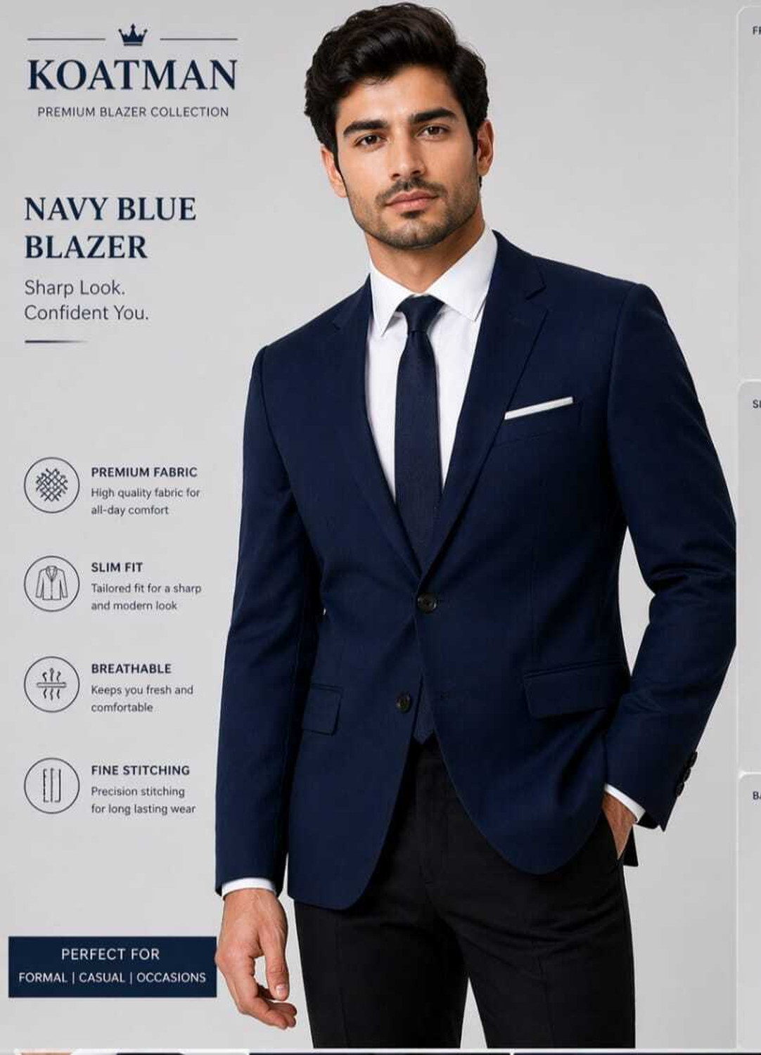 Image of KOAT MAN Solid Single Breasted Casual, Formal Men Blazer