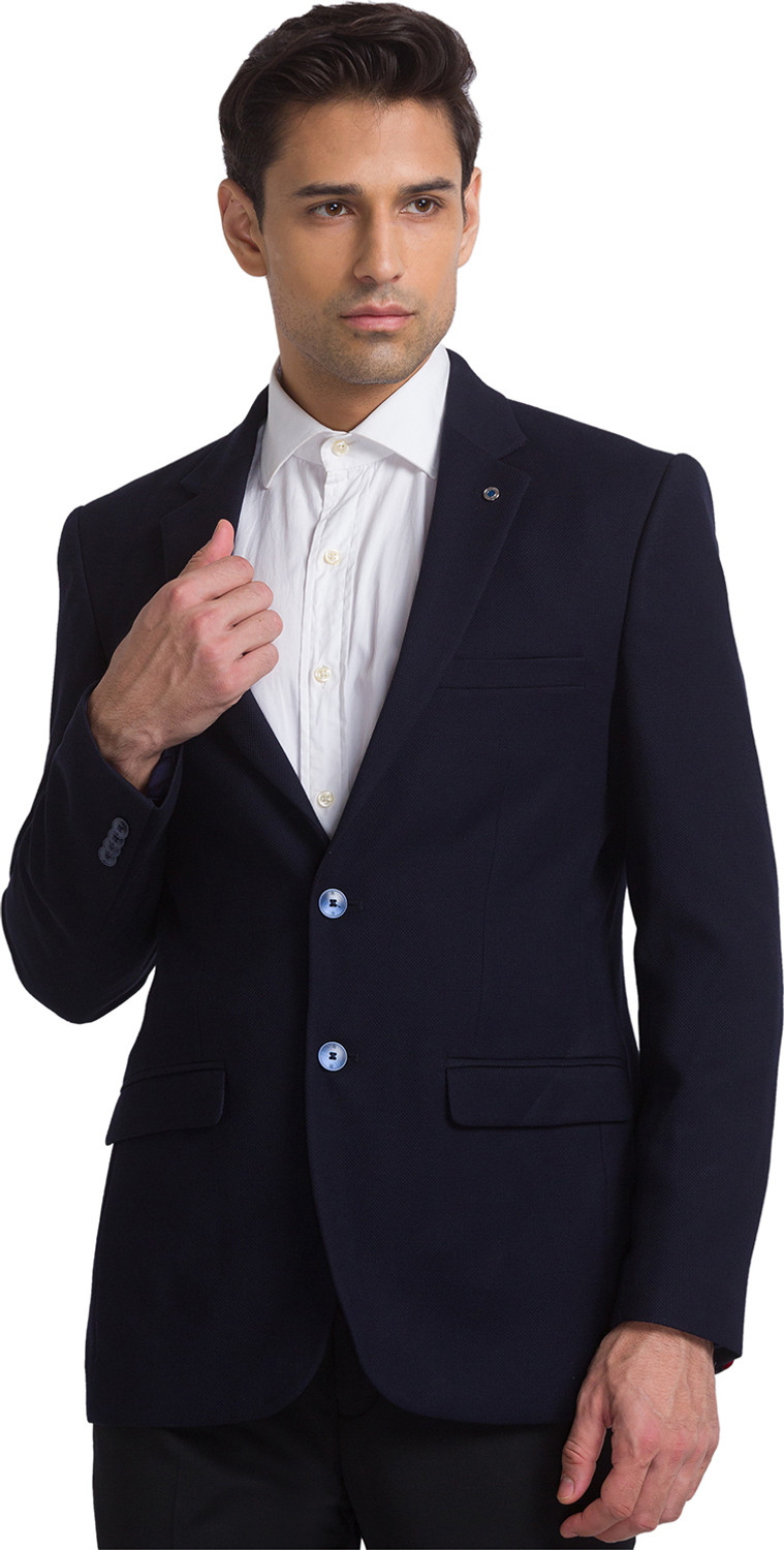 Image of Raymond Self Design Single Breasted Formal Men Blazer