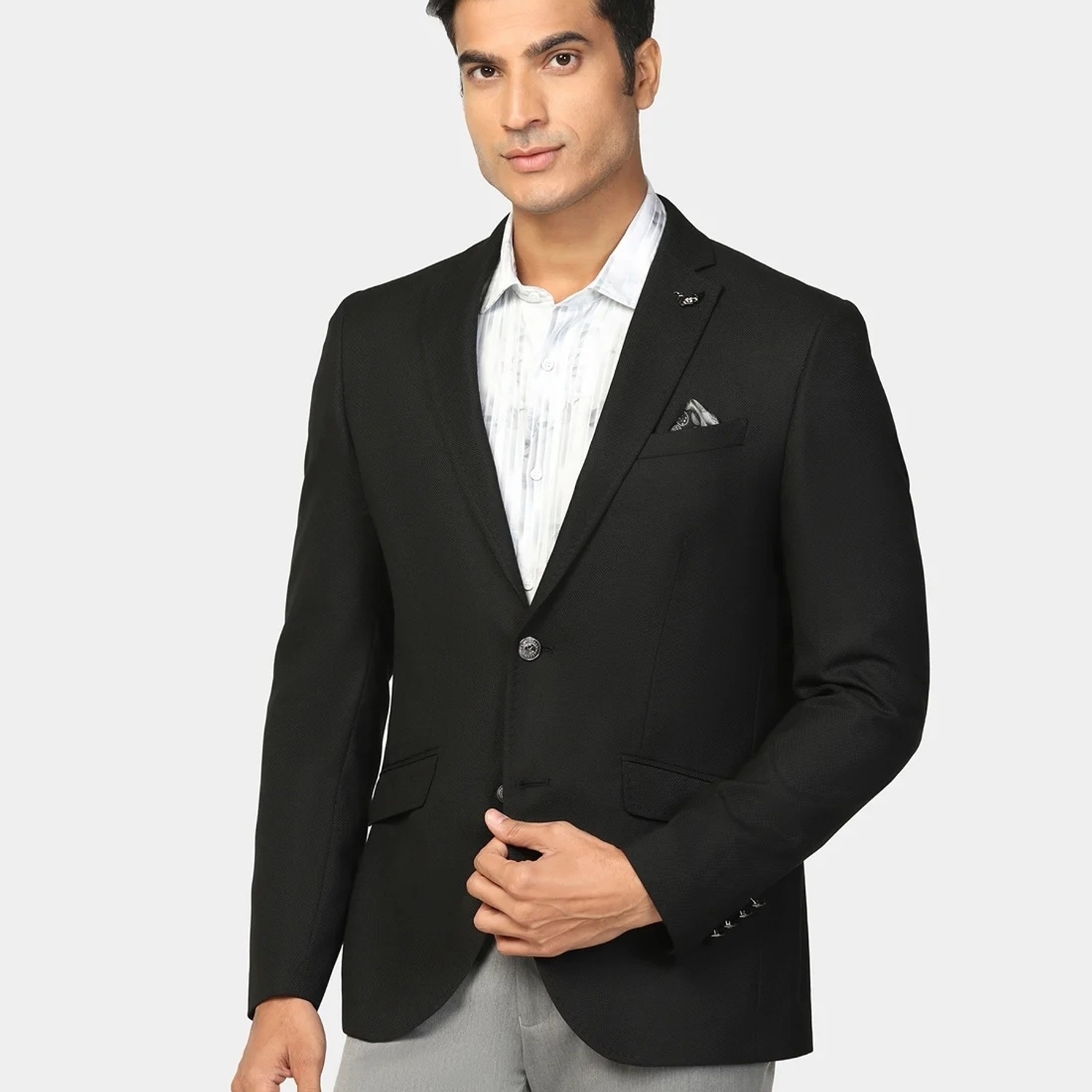 Image of Blackberrys Solid Single Breasted Formal Men Blazer
