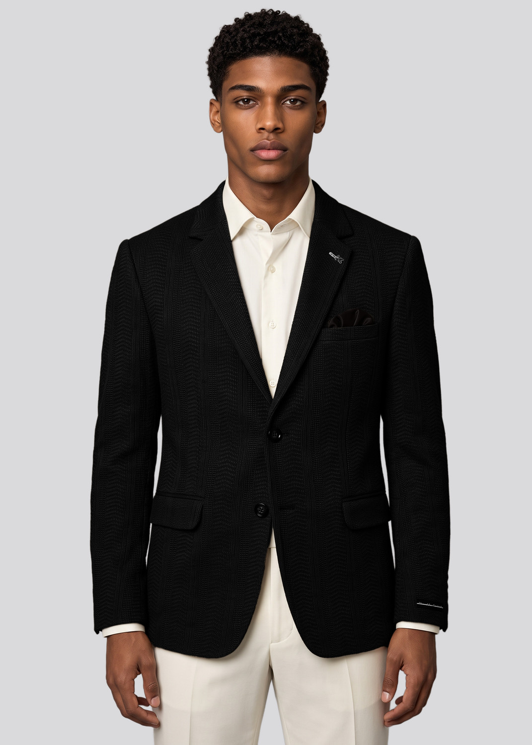 Image of KILLER Men Self Design Single Breasted Casual Blazer (Black)