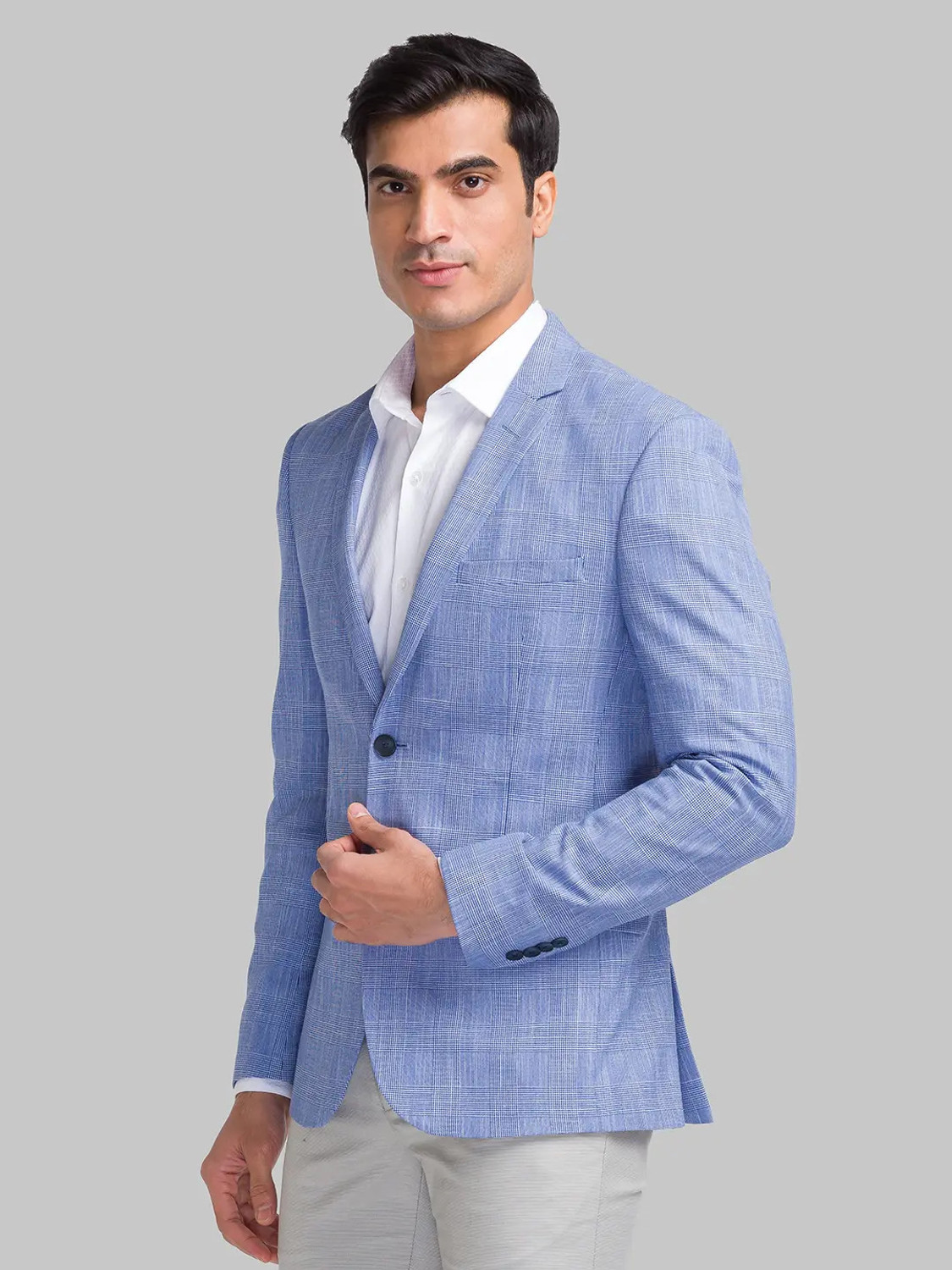 Image of PARK AVENUE Checkered Single Breasted Casual Men Blazer