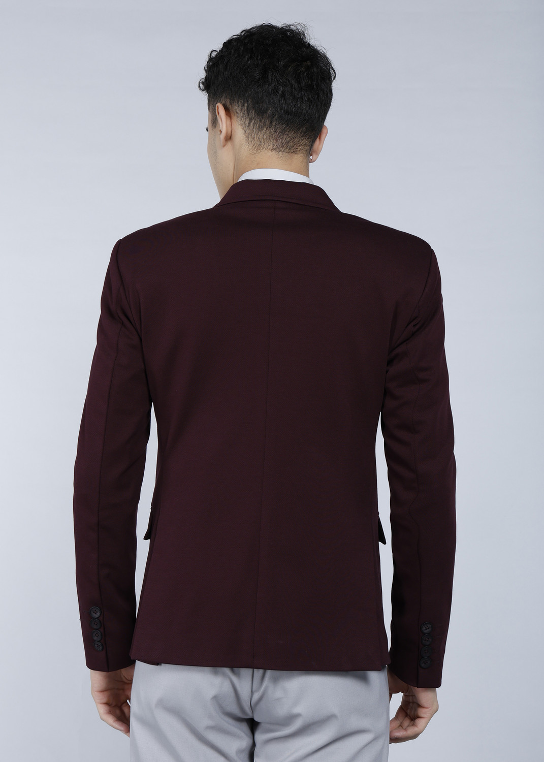 Image of KILLER Men Solid Single Breasted Casual Blazer (Maroon)