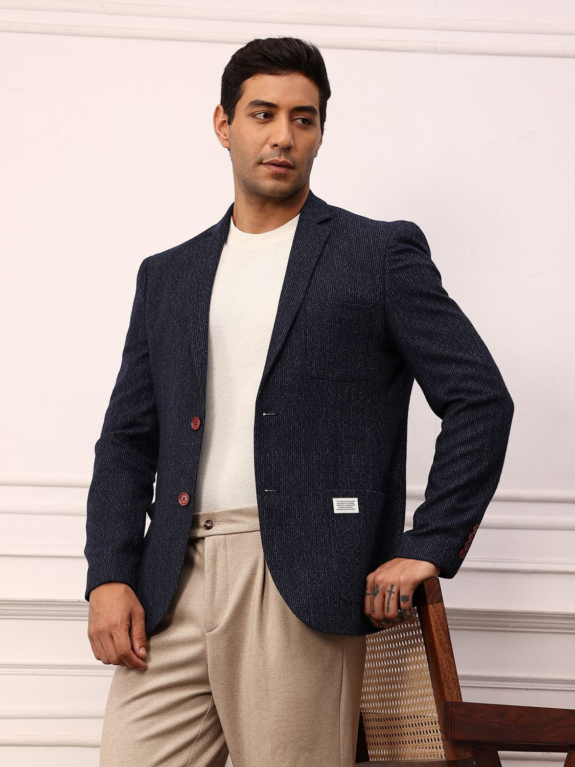 Image of Mr Bowerbird Self Design Single Breasted Casual Men Blazer