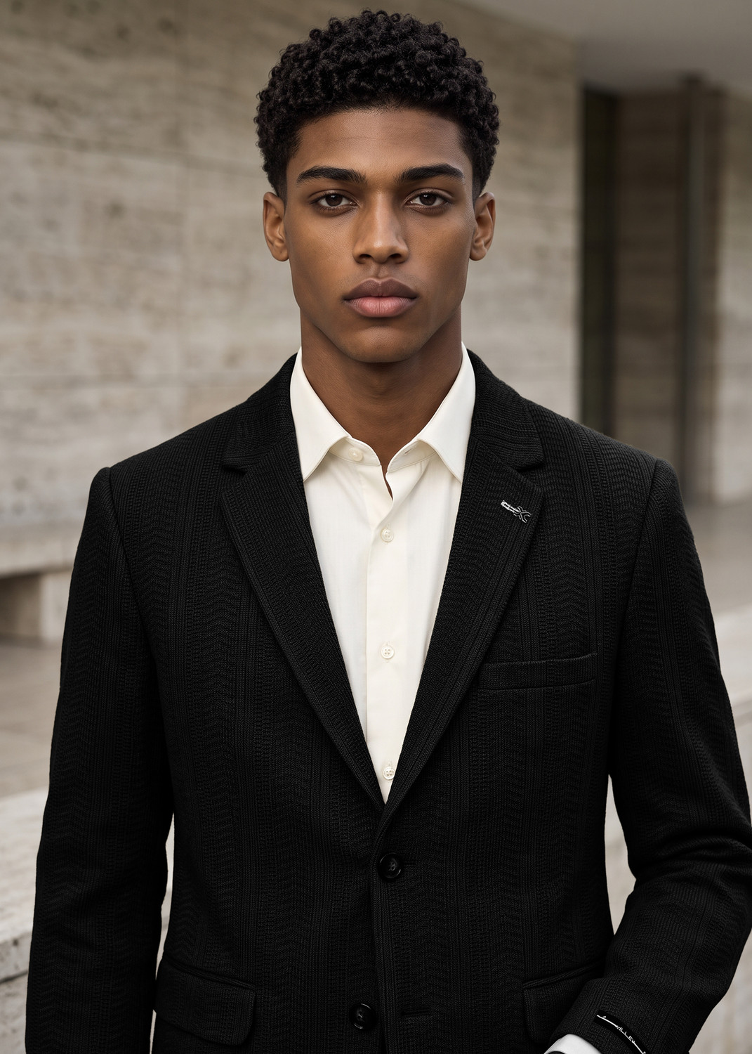 Image of KILLER Men Self Design Single Breasted Casual Blazer (Black)