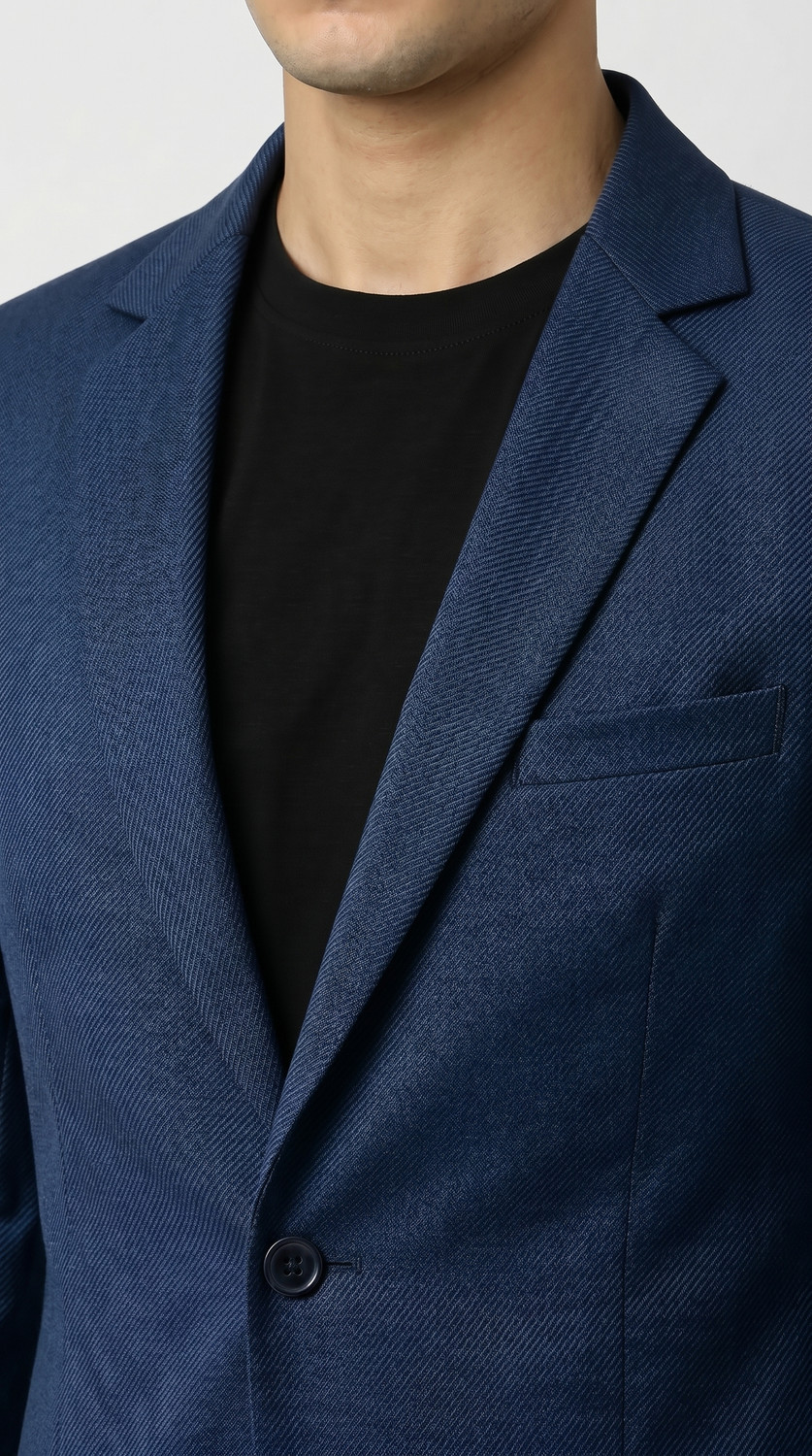 Image of RAJENDERANI Solid Single Breasted Formal Men Blazer