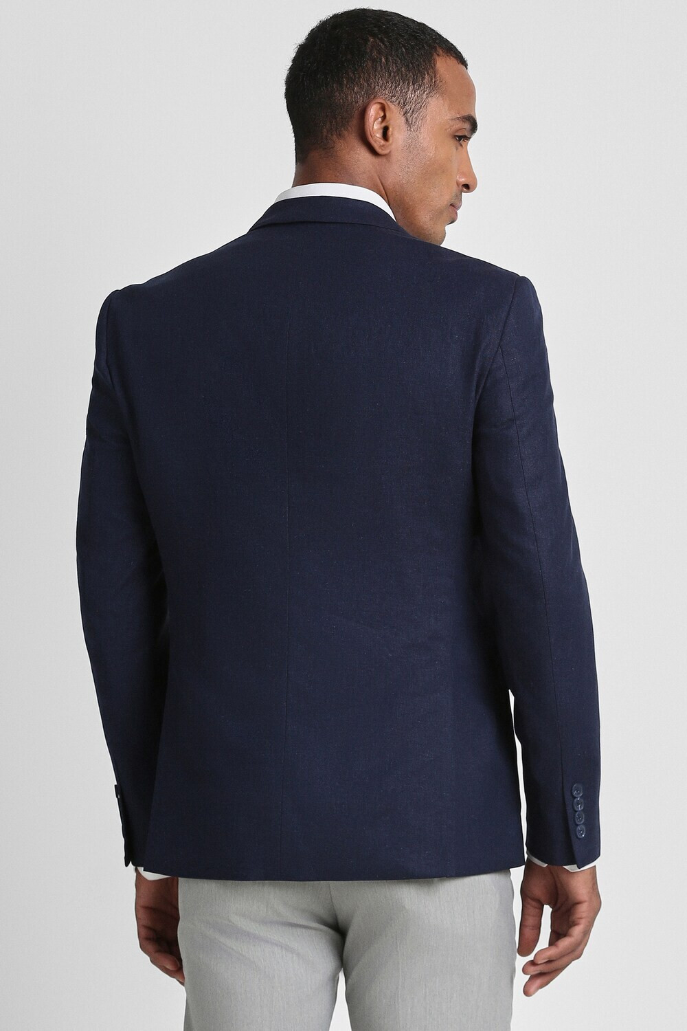 Image of PETER ENGLAND Men Solid Single Breasted Formal Blazer (Dark Blue)