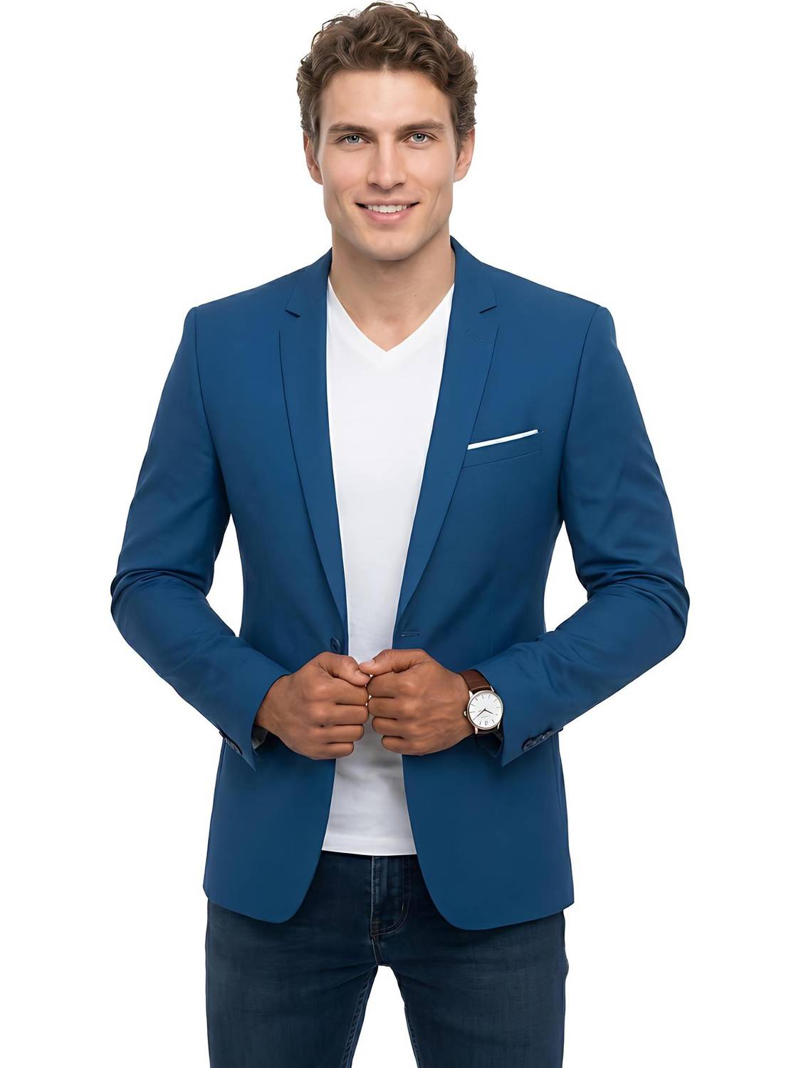 HUMJOLI Men's Solid Single Breasted Blazer - Image 1