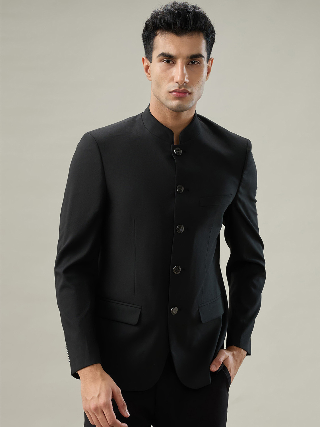 Image of Raymond Solid Bandhgala Formal Men Blazer