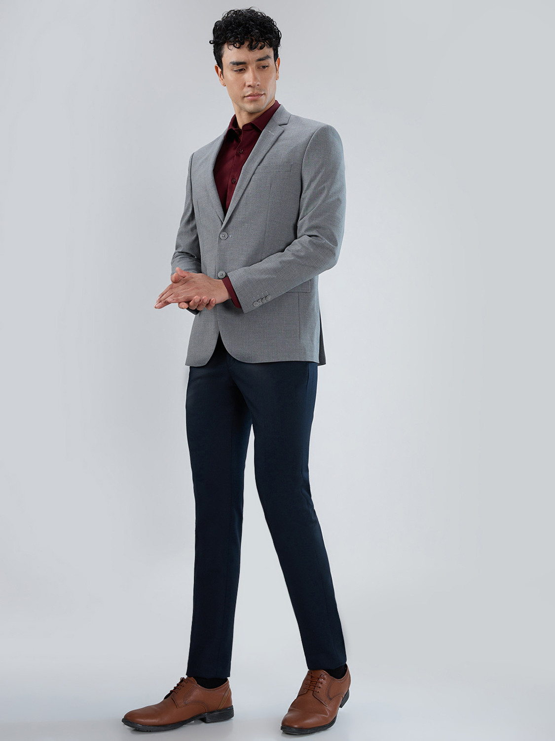Image of PARK AVENUE Solid Bandhgala Formal Men Blazer