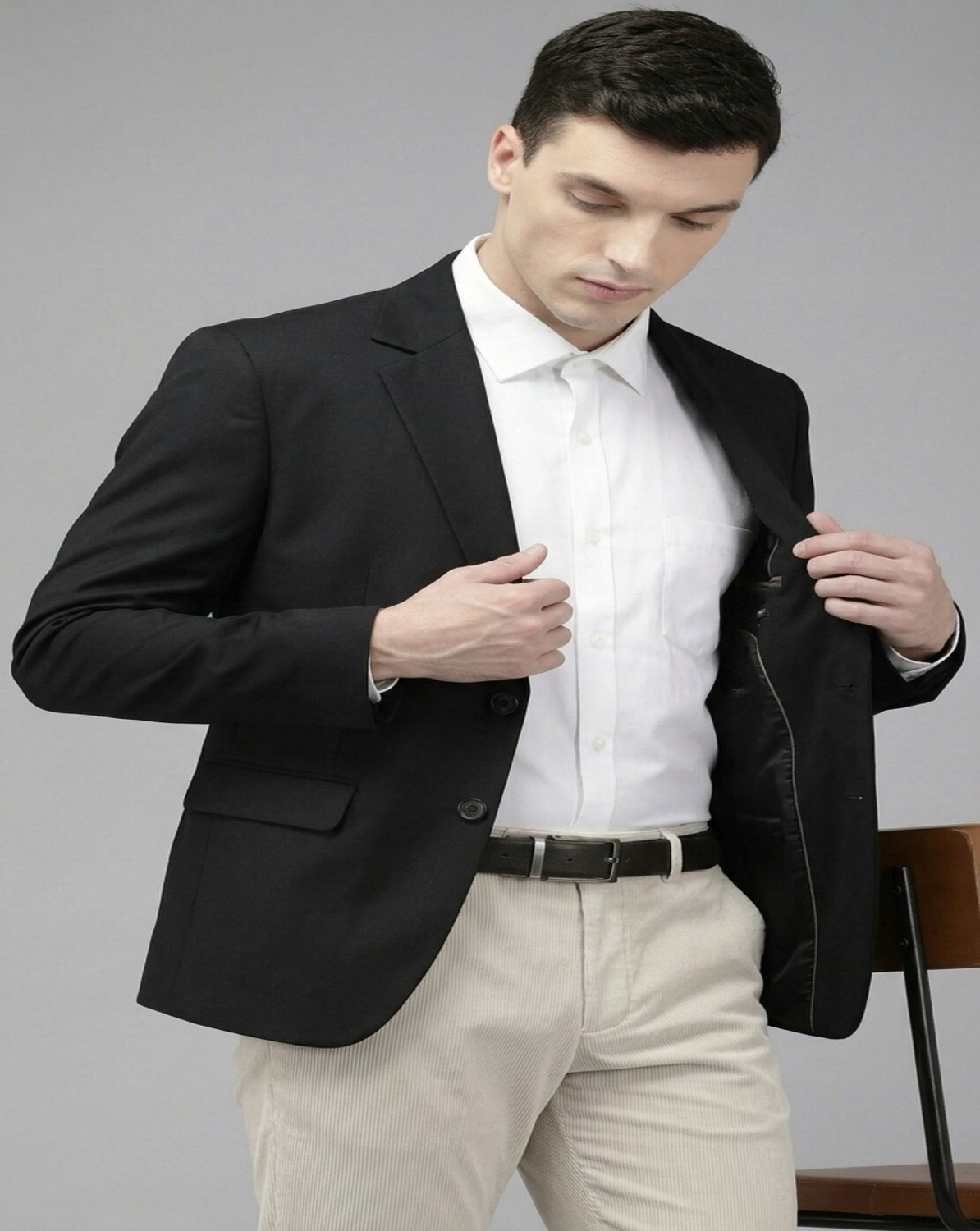 Image of MOONXS Solid Single Breasted Formal Men Blazer