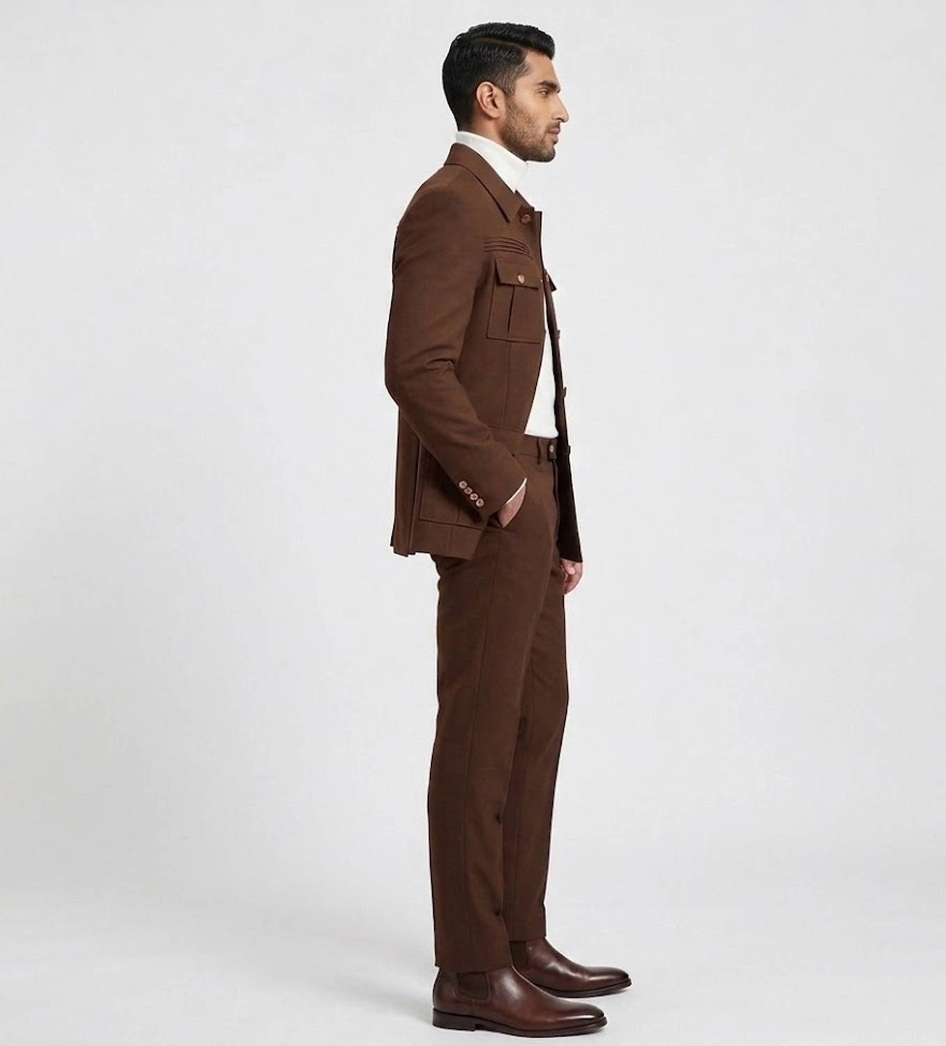 BEARFIT Brown Tuxedo Style Blazer - Image 3
