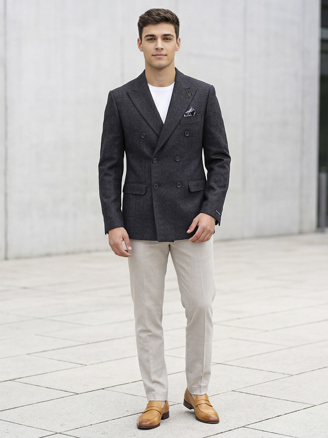Image of KILLER Self Design Double Breasted Casual Men Blazer